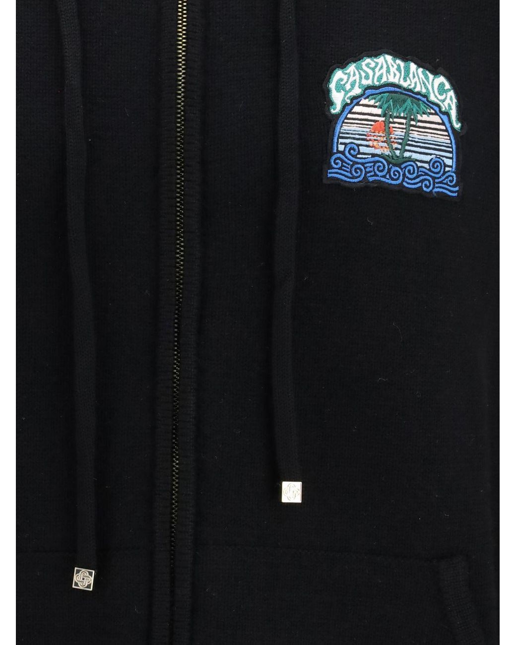Casablanca Blue Graphic Print Wool Zip-Up Hoodie for men