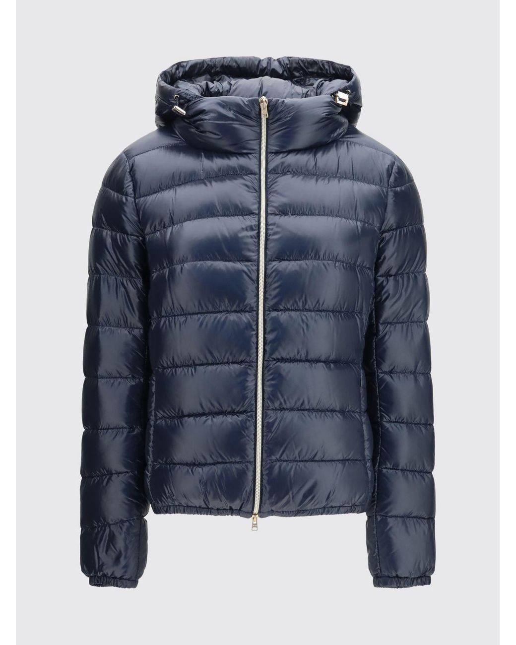Herno Blue Slim Fit Waterproof Nylon Down Jacket With Hood And Metal Zip