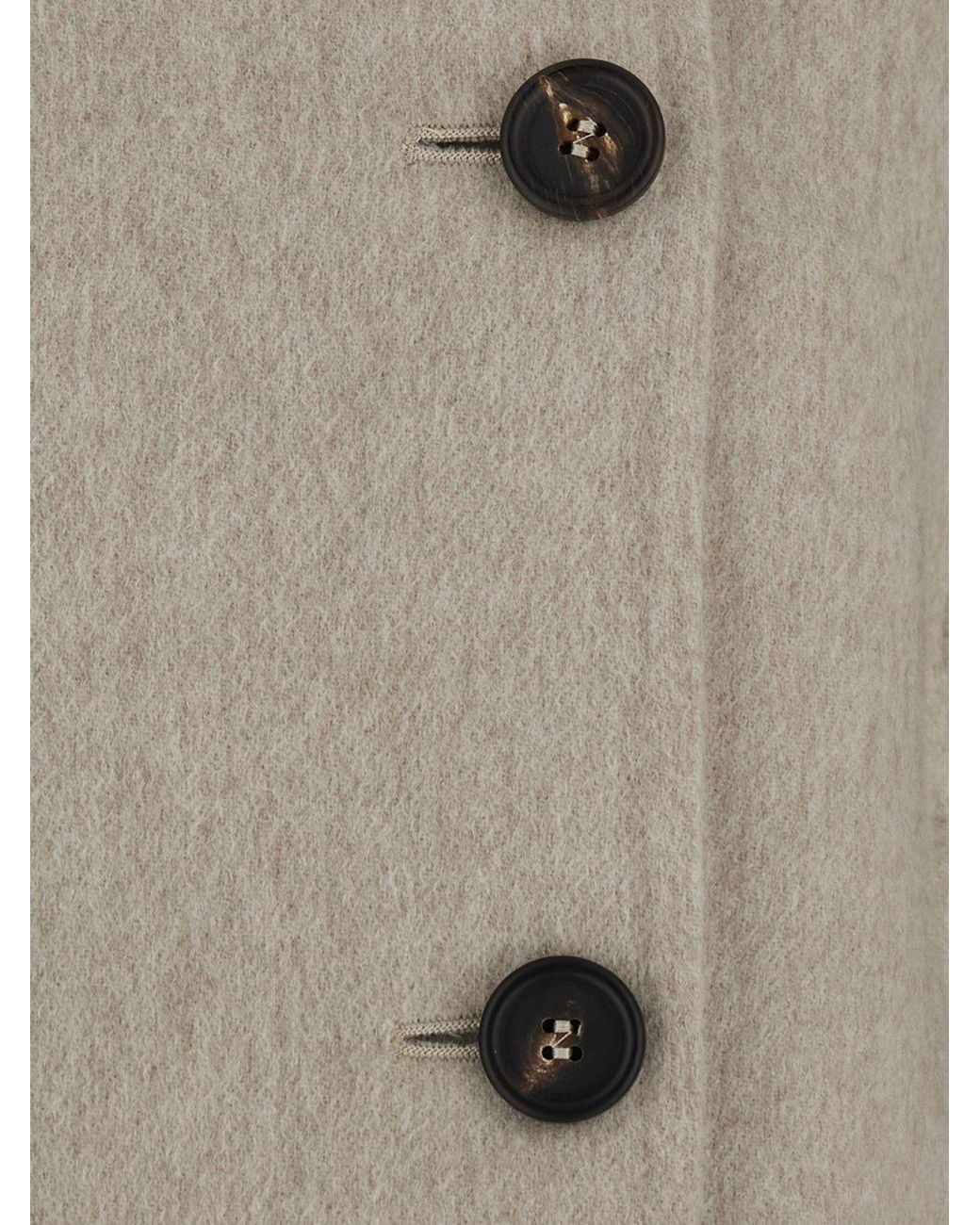 Brunello Cucinelli Natural Double-Breasted Peacoat