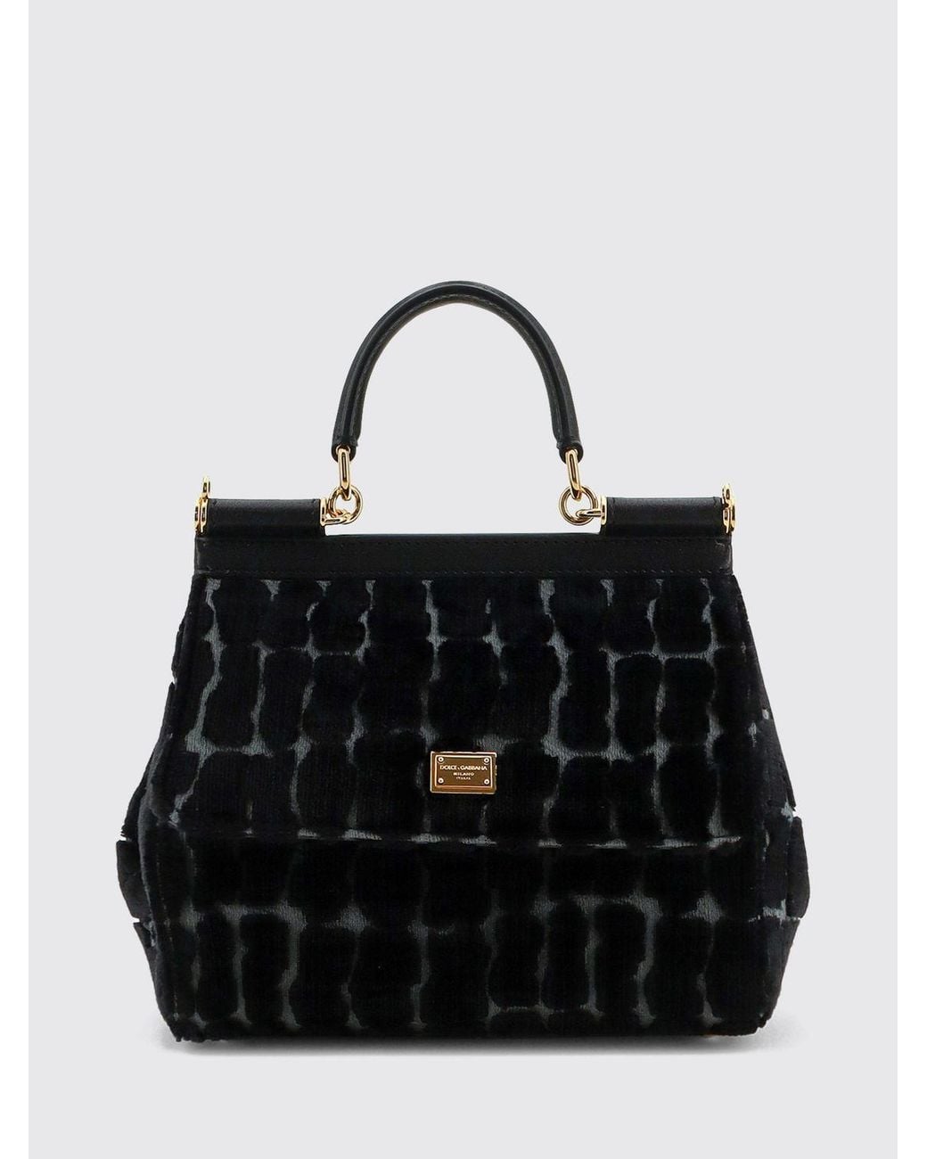 Dolce & Gabbana Black Dolce &Amp Gabbana Sicily Velvet And Calfskin Handbag