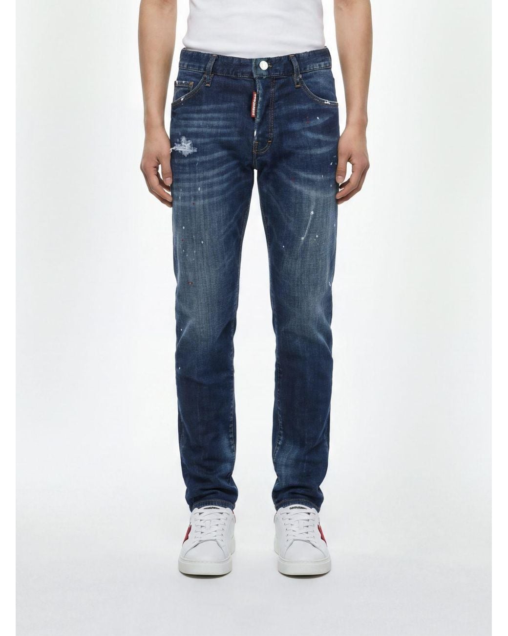 DSquared² Blue Teddy Straight-Fit Distressed Denim Jeans for men