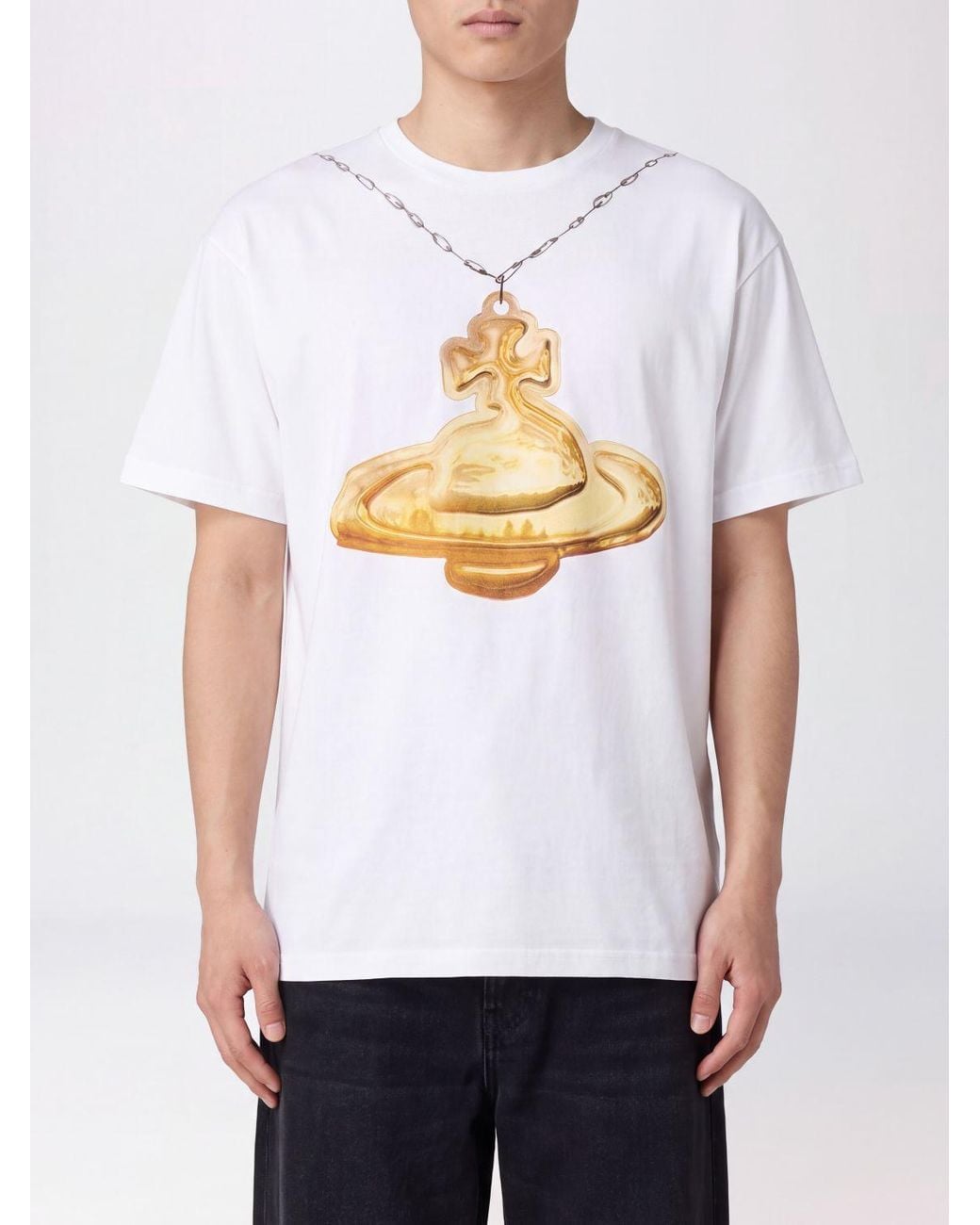 Vivienne Westwood White Orb Logo Cotton Crewneck T-Shirt for men