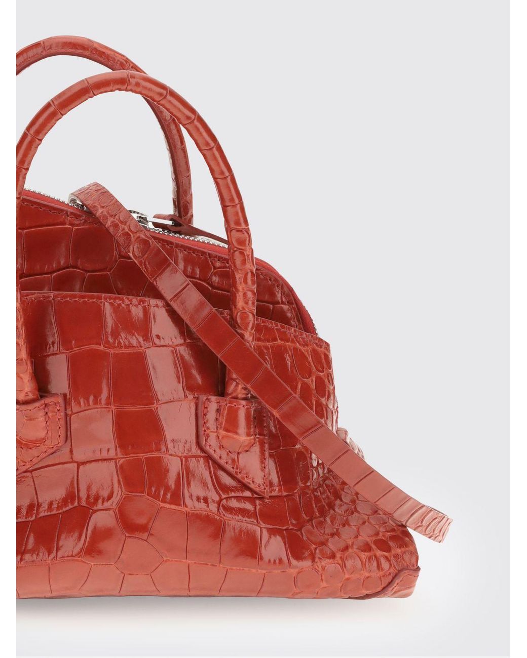 The Attico Red La Passeggiata Croc-Effect Calfskin Mini Handbag