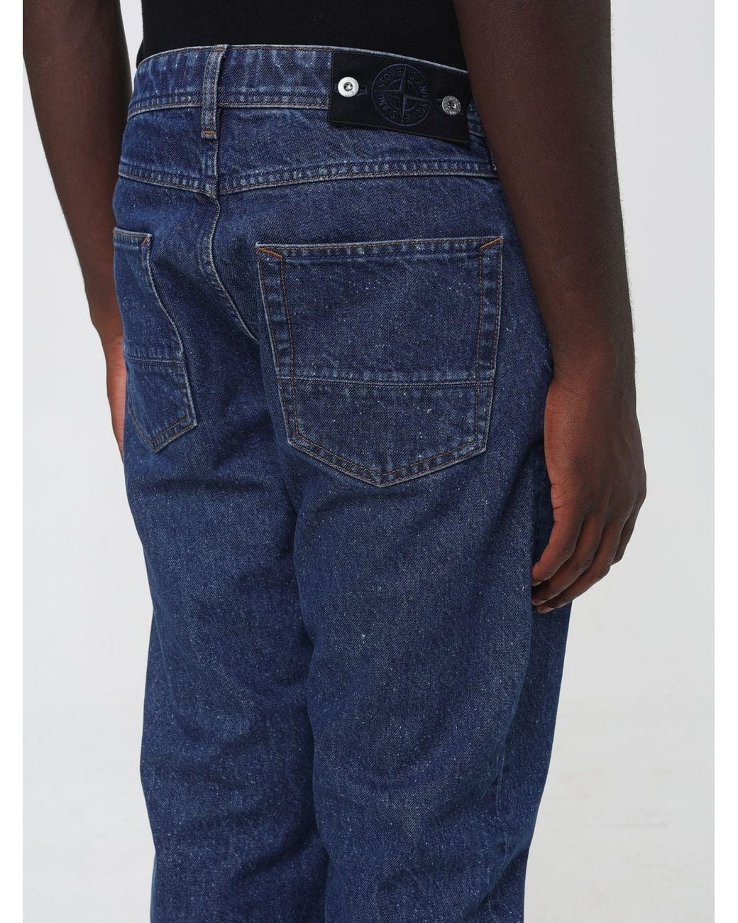 Stone Island Blue Straight Fit Mid-Rise Cotton Denim Jeans for men