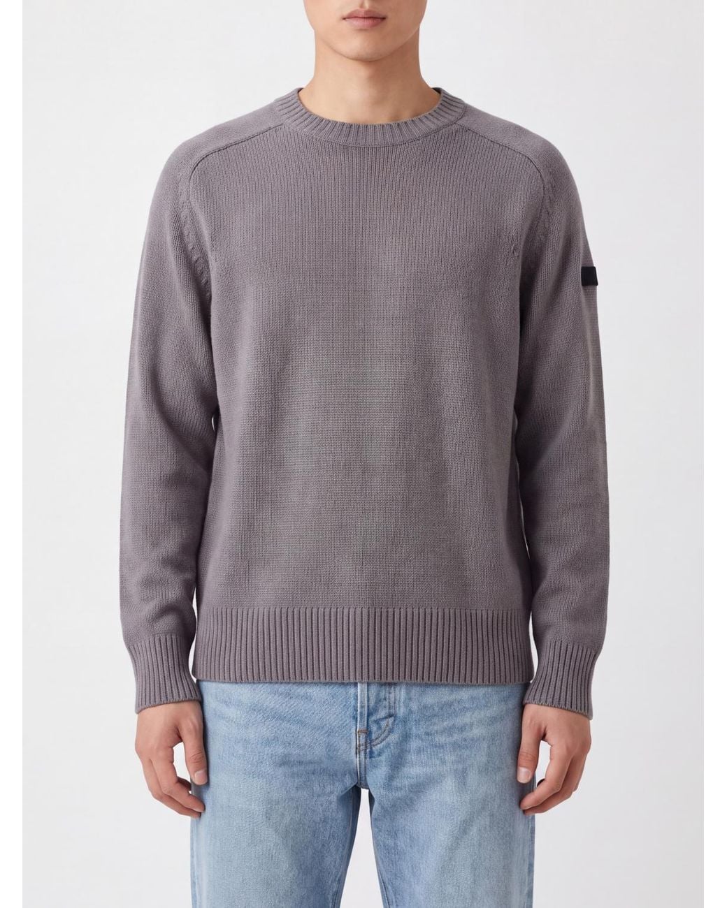 Rrd Gray Wool And Cashmere Blend Crewneck Jumper With Applied Logo for men