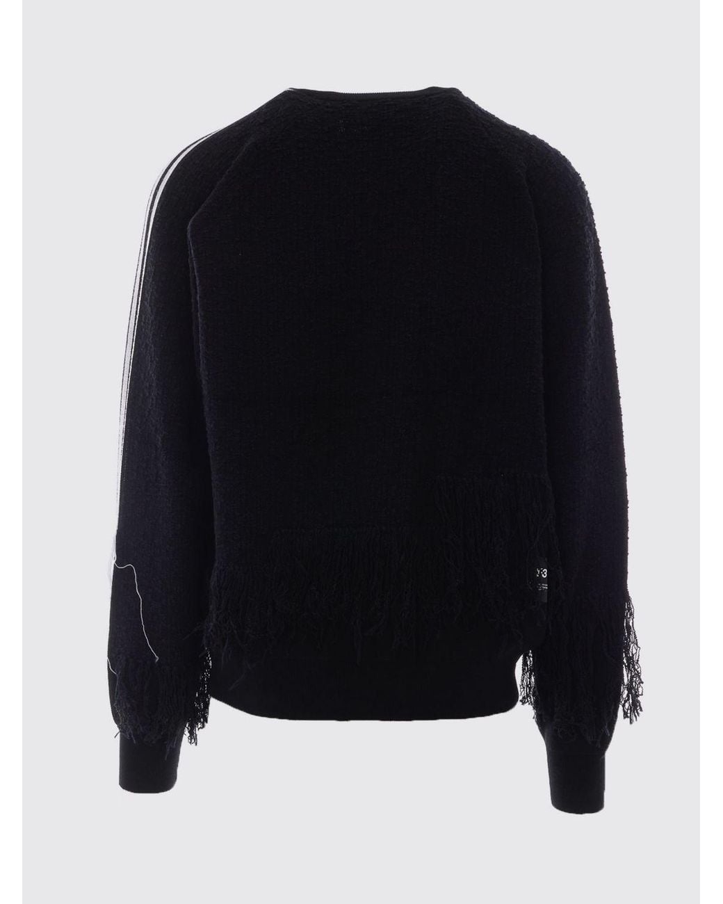 Y-3 Blue Relaxed Fit Wool Crewneck Jumper With Embroidery And Fringes for men