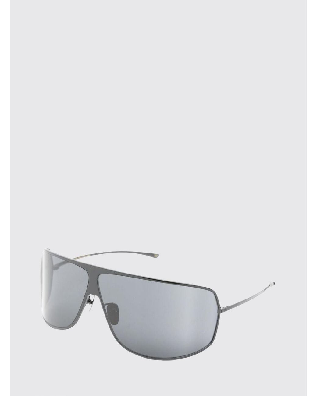 Gucci White Rectangular Metal Shield Sunglasses With Embossed Logo for men