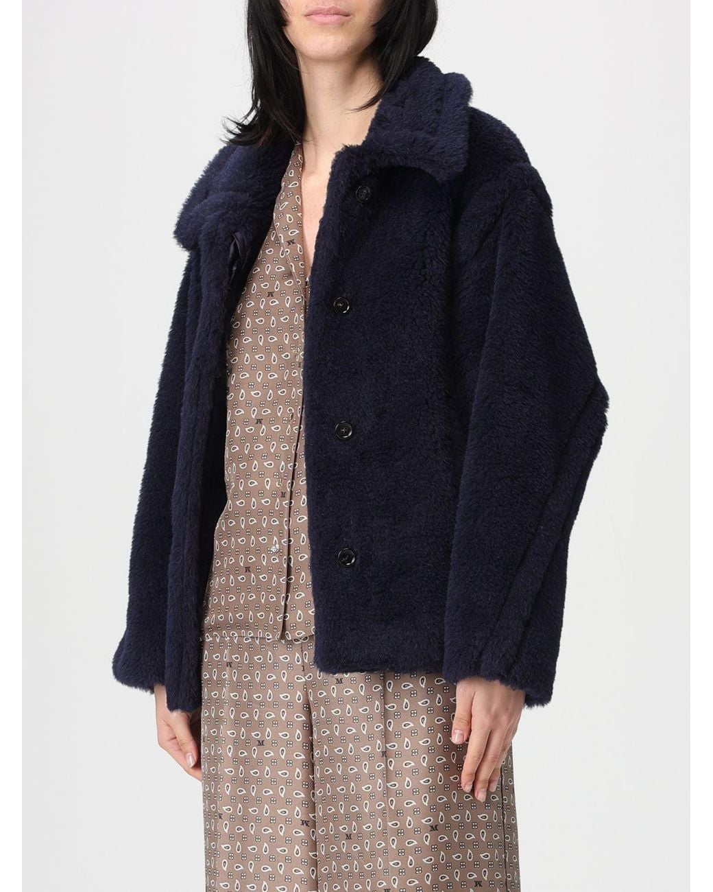 Max Mara Blue Alpaca Fur Coat