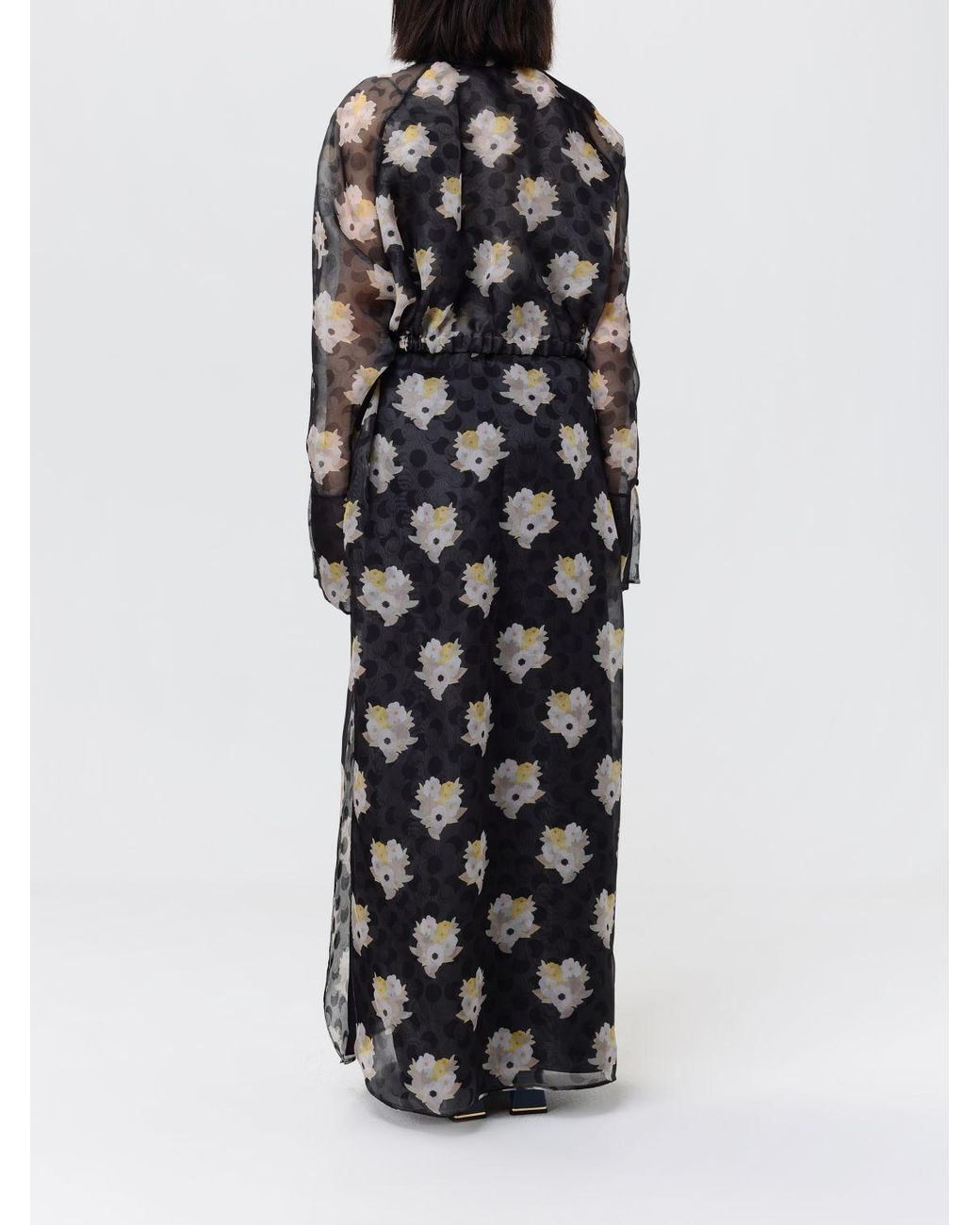 Fendi White Silk Shirtdress With Floral Print