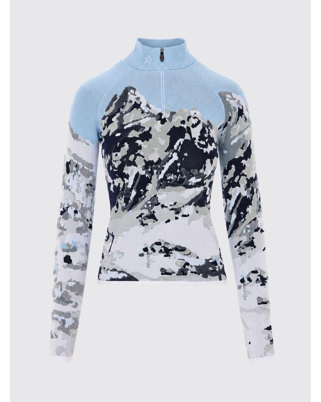 Perfect Moment Blue Graphic Print Half-Zip Slim Fit Sweatshirt