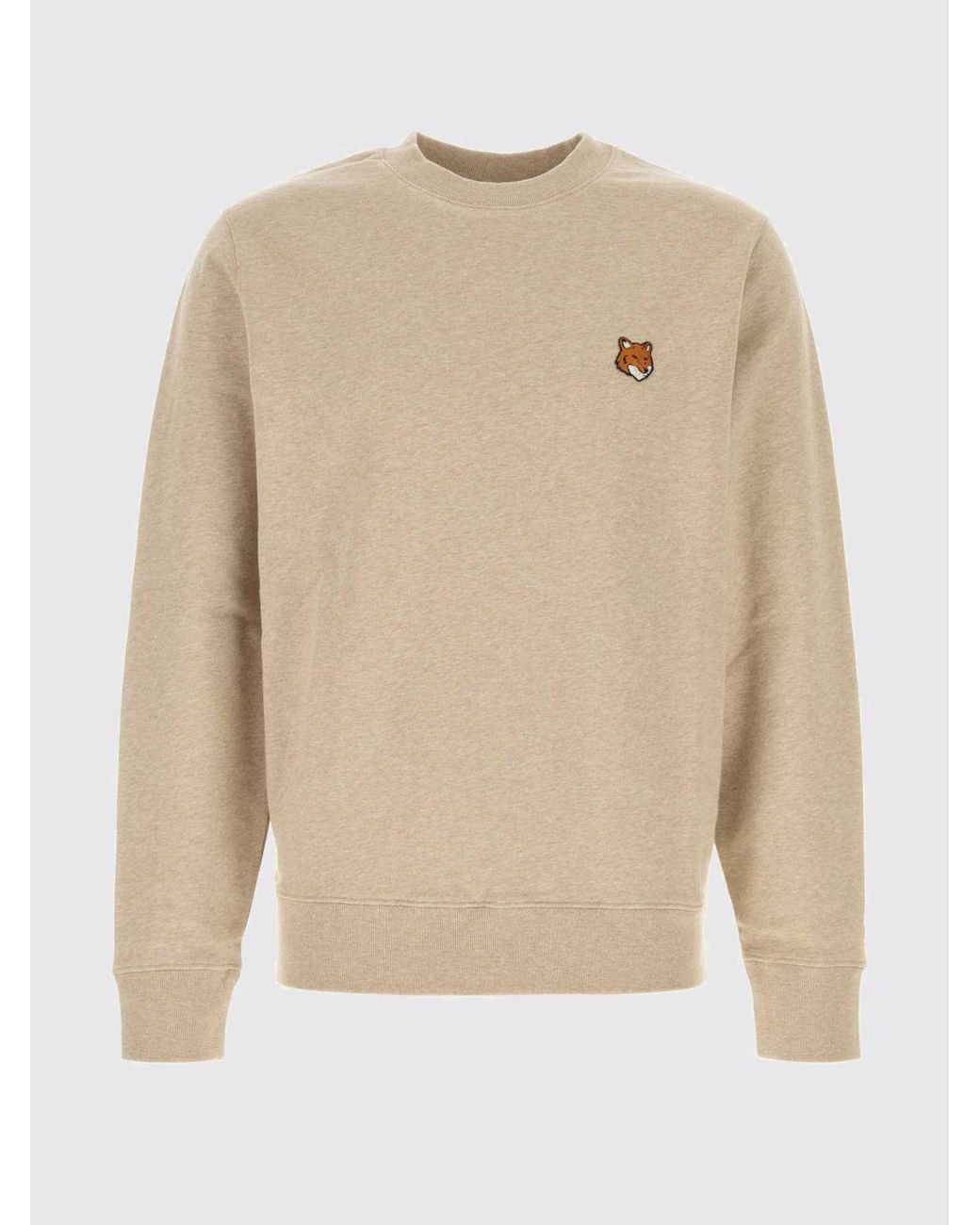 Maison Kitsuné Blue Maison Kitsun&Eacute Cotton Crewneck Sweatshirt With Applied Logo On The Chest for men