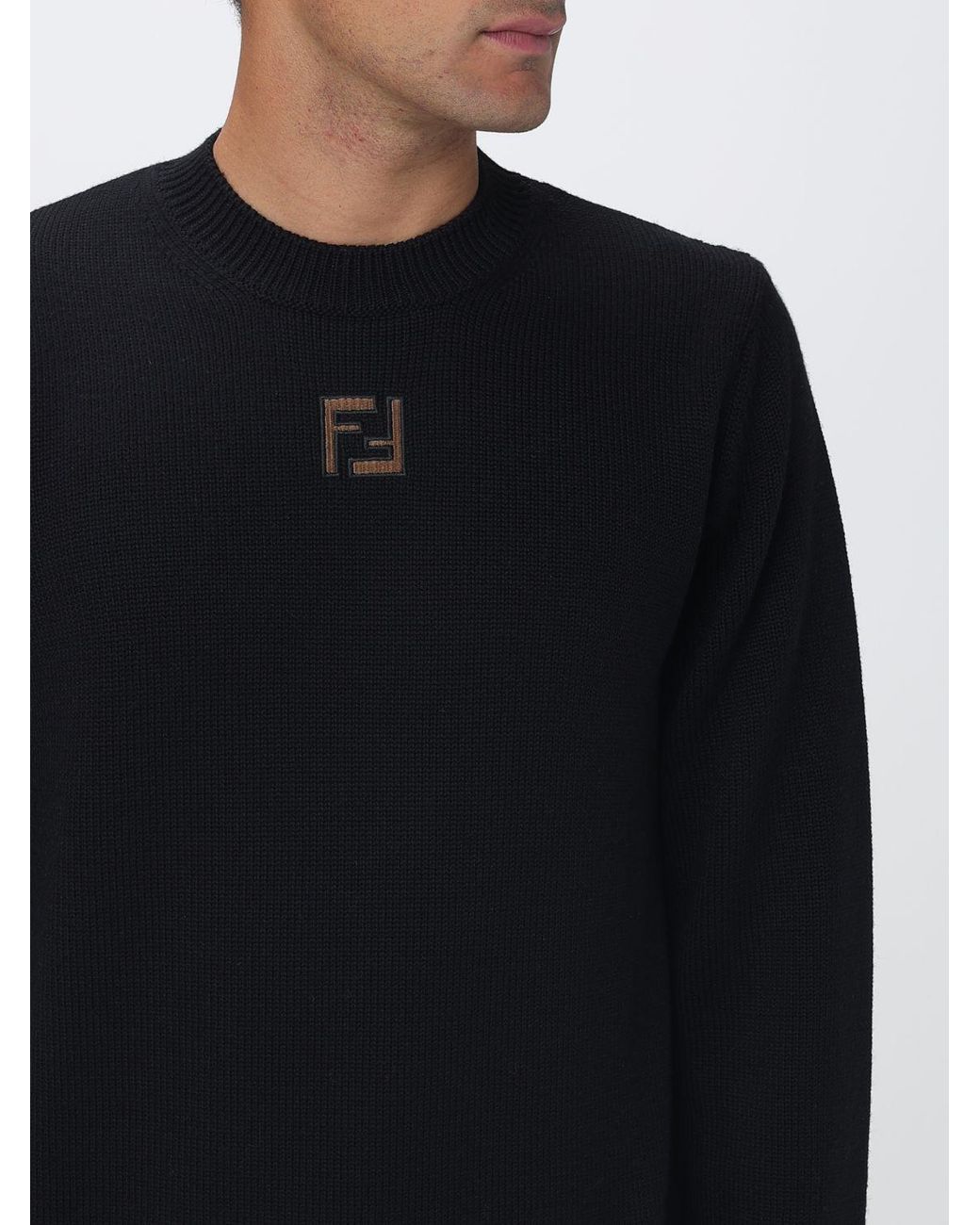 Fendi Black Ff Wool Crew-Neck Sweater for men