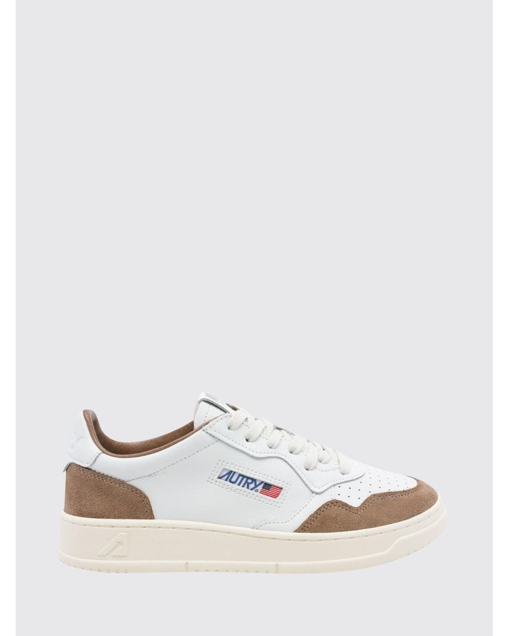 Autry White Goatskin Sneaker With Contrast Multi-Layer Inserts & Perforated Toe for men
