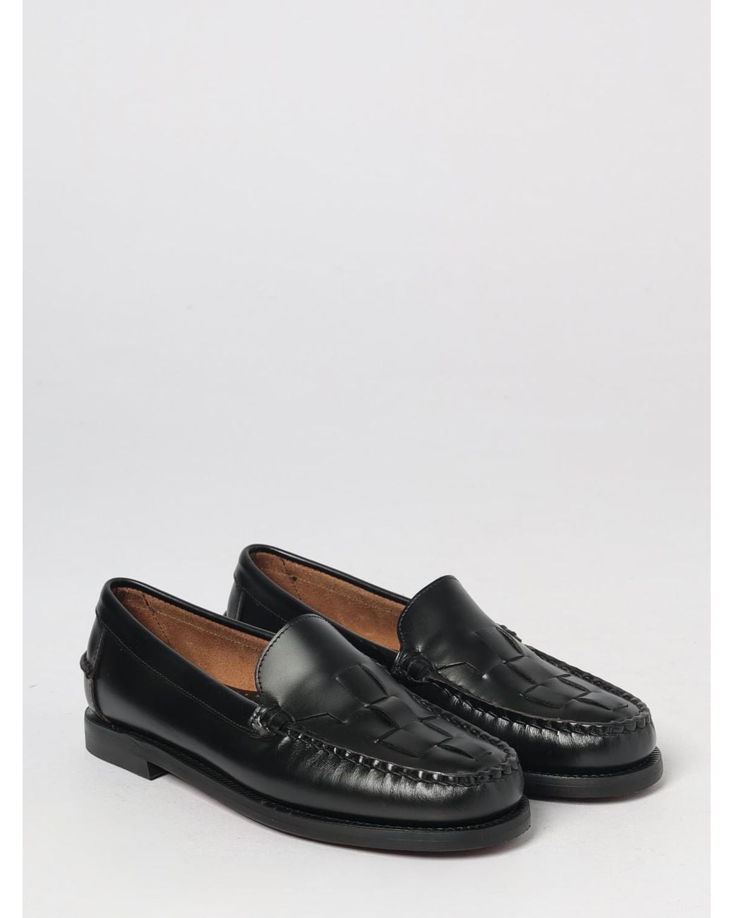 Sebago White Frank Woven Calfskin Penny Loafers