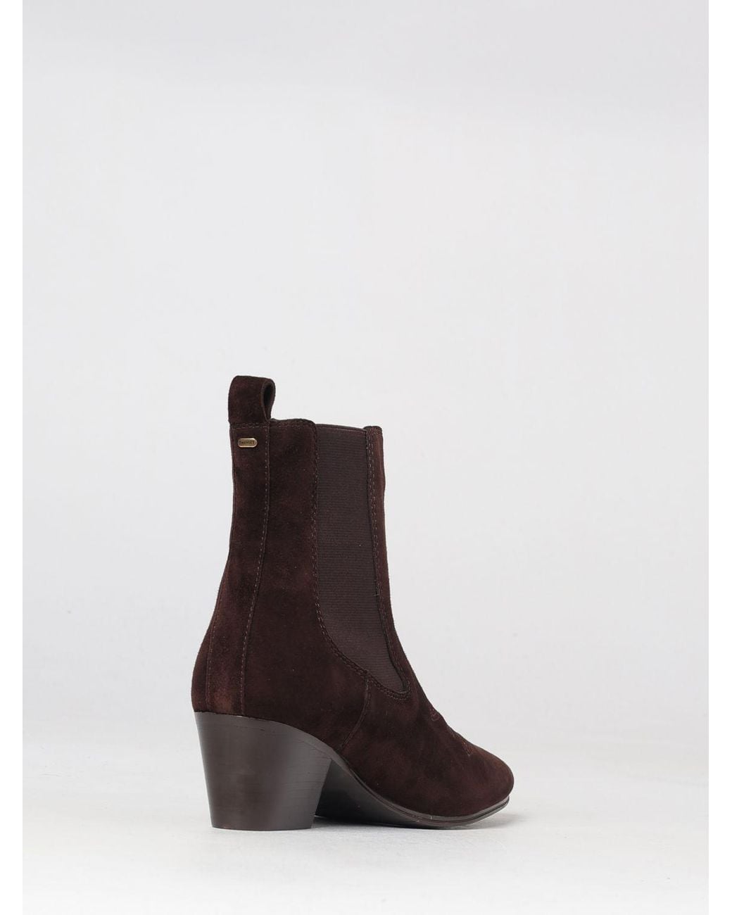 Twinset Brown Suede Texan-Style Chelsea Boots With A Medium Heel