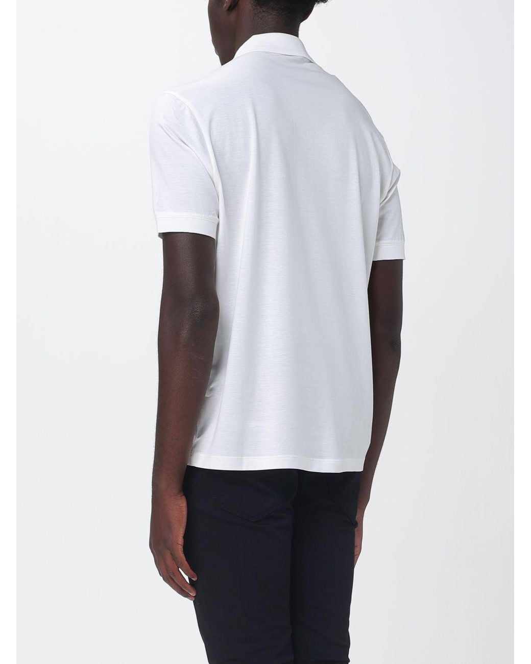 Emporio Armani White Cotton Jersey Polo Shirt for men