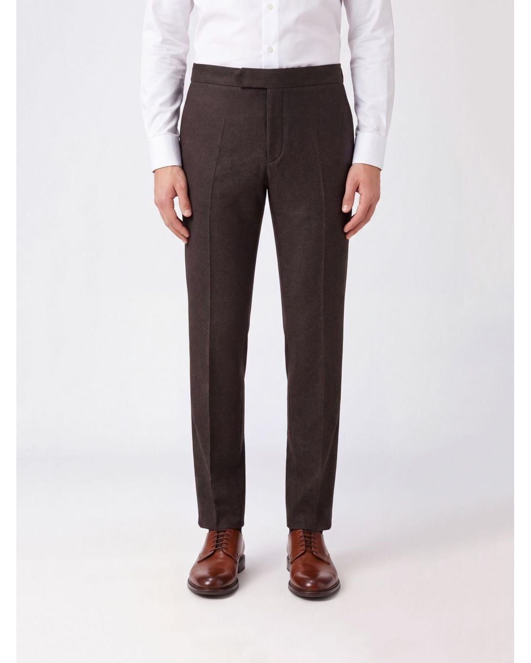 Brioni Brown Slim-Fit Tailored Gabardine Trousers With Concealed Fastening for men
