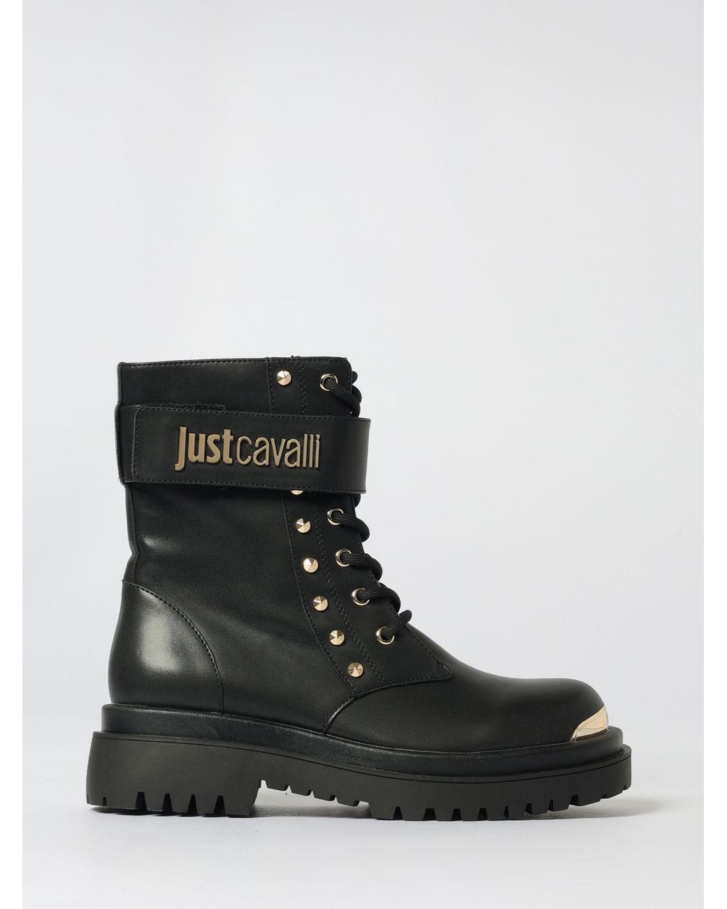 Just Cavalli Black Flat Ankle Boots