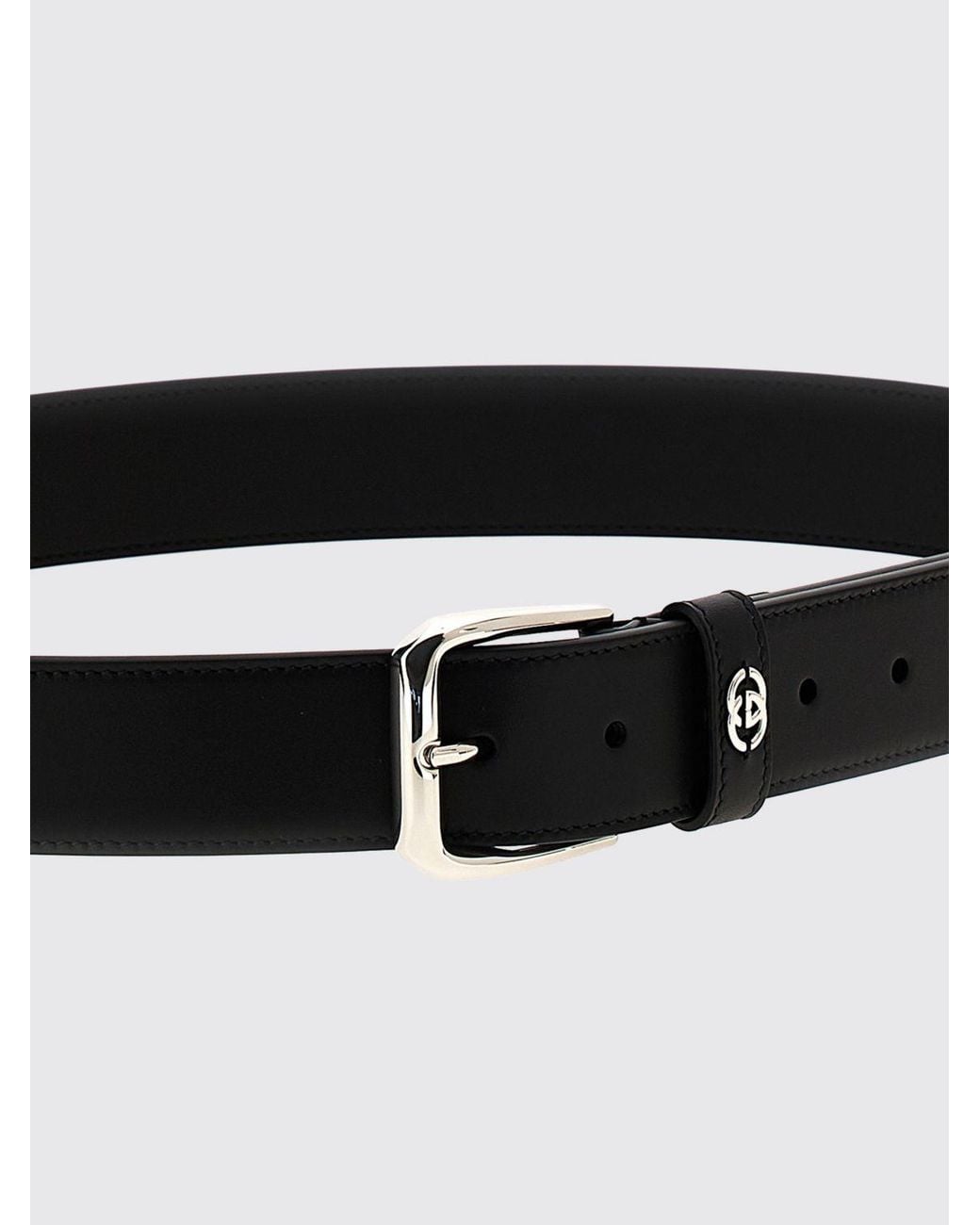 Gucci White Smooth Calfskin Leather Belt With Gg Monogram Buckle for men