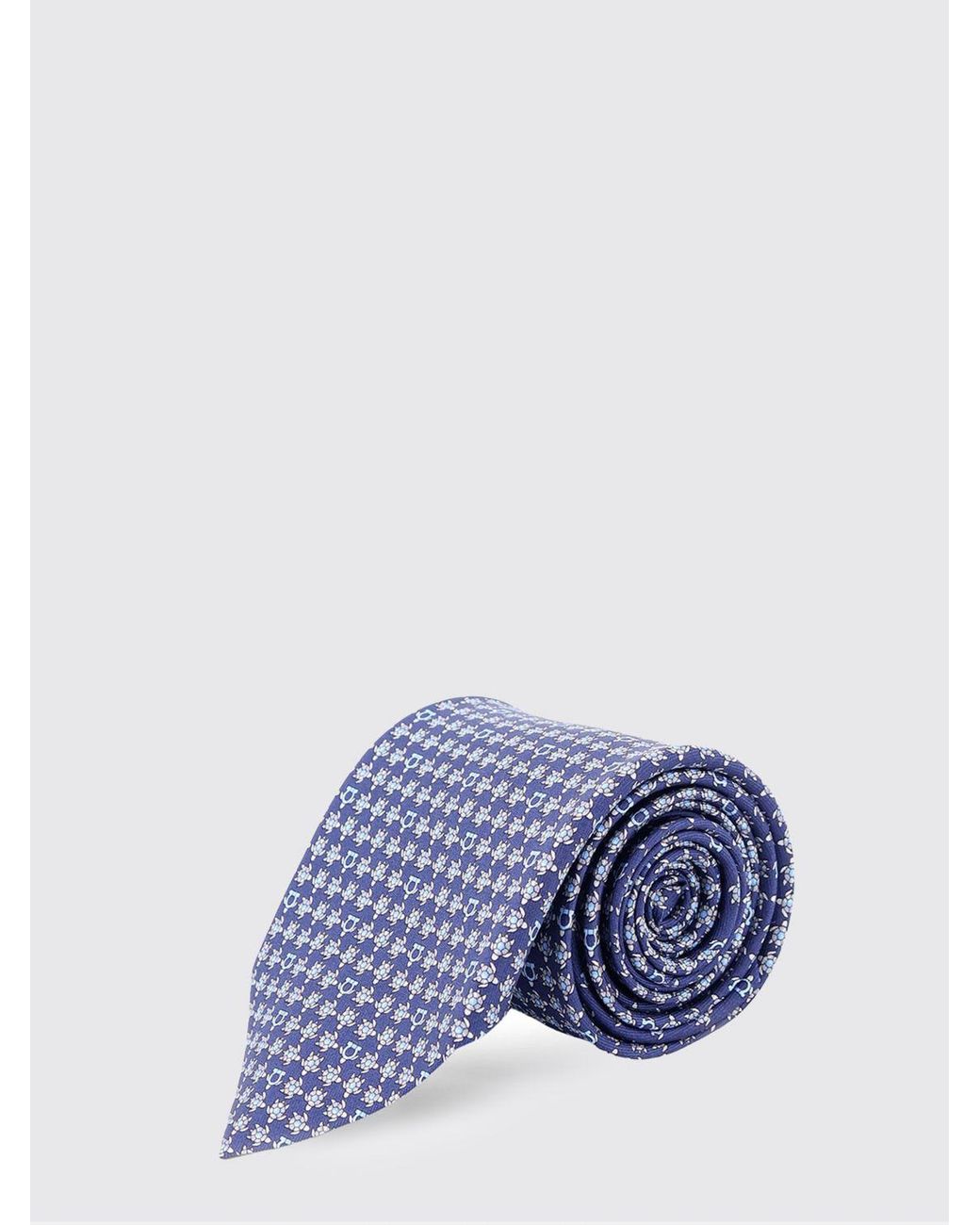 Ferragamo Blue Gancini Graphic Print Silk Tie for men