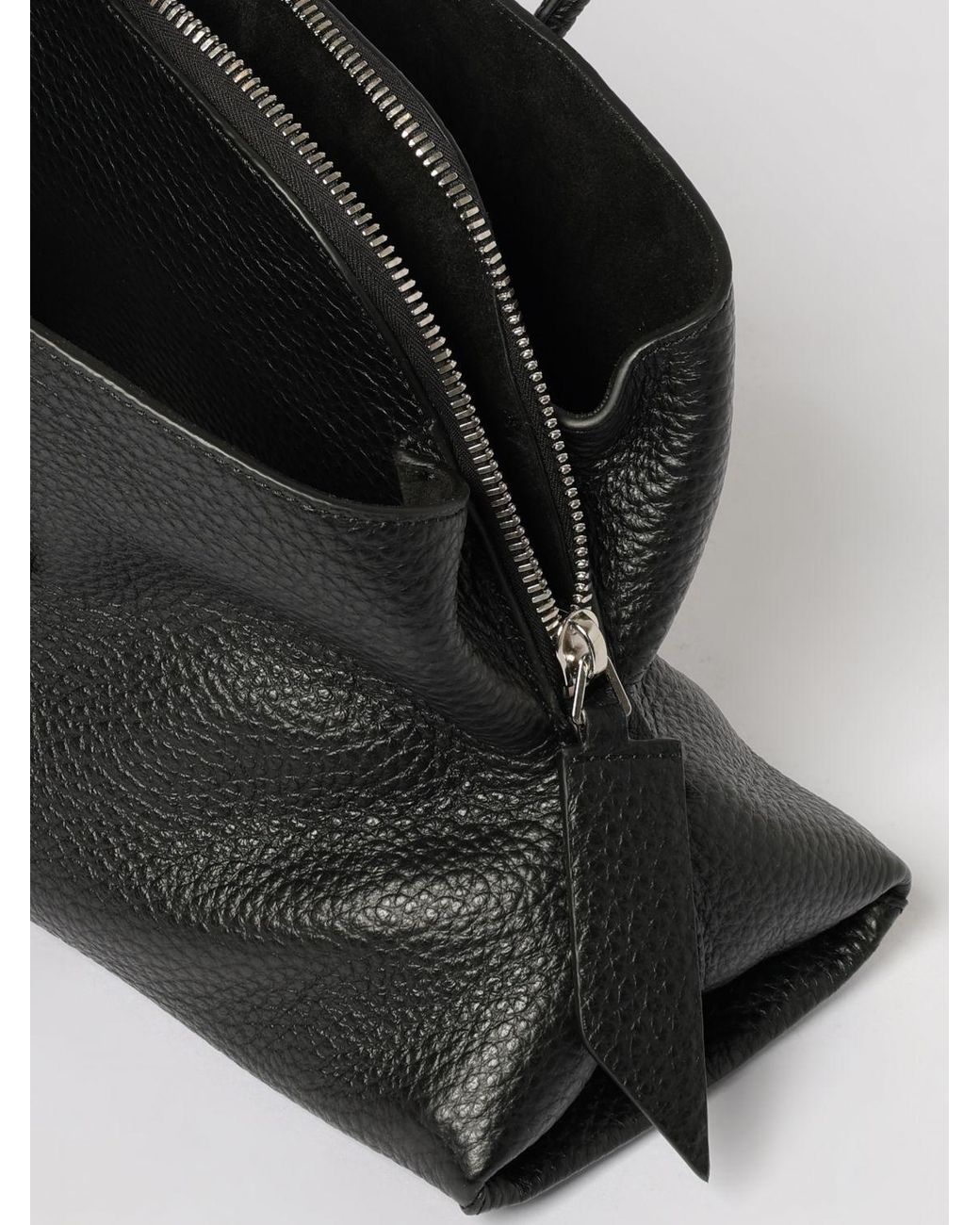 The Attico Black La Passeggiata Medium Grained Leather Bag
