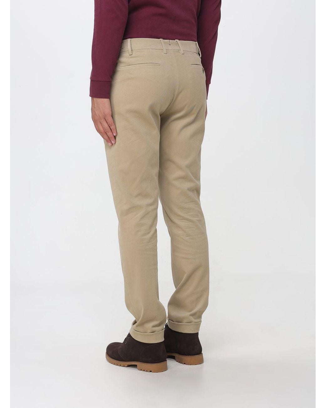 Berwich Natural Slim Fit Pleated Gabardine Chinos for men