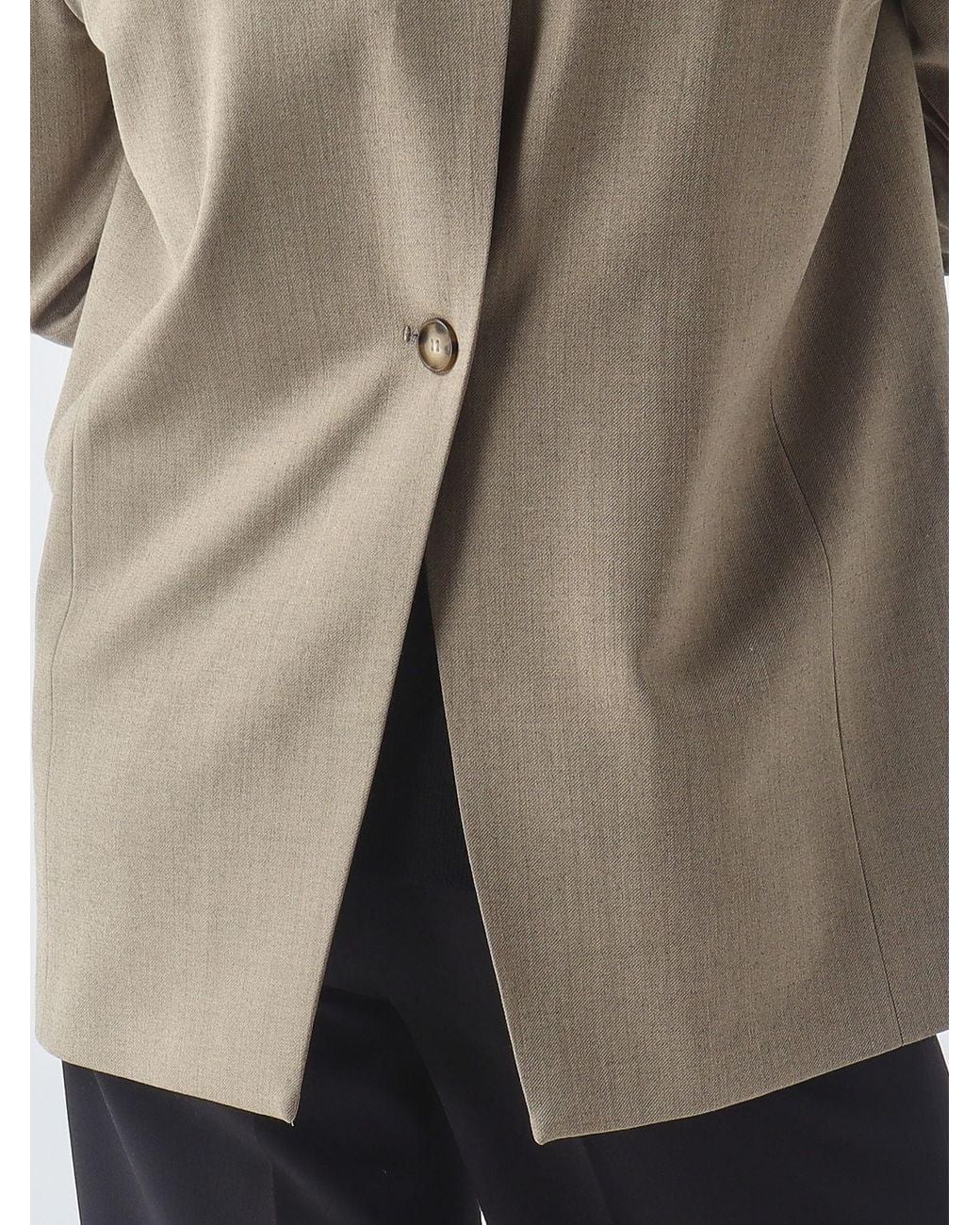 Twinset Natural Single-Breasted Cropped Satin Blazer With Lapel Collar And Flap Pockets