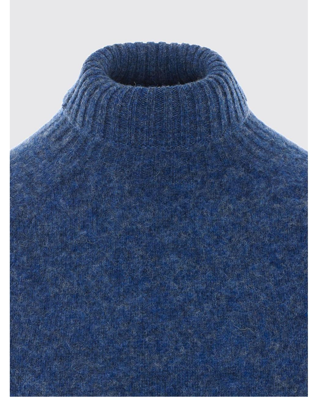 Howlin' By Morrison Blue Pure Wool Colour-Block Turtleneck Jumper for men