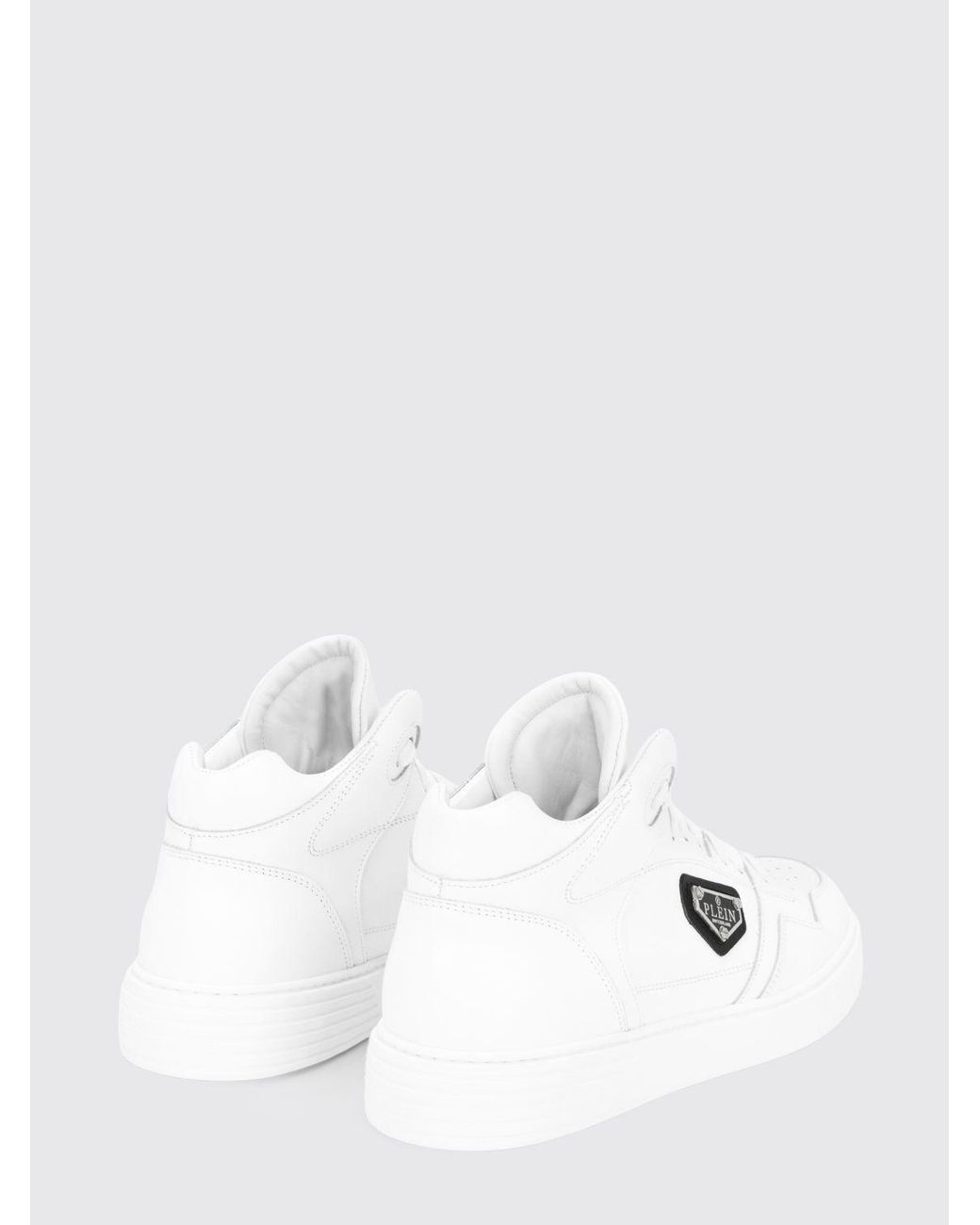 Philipp Plein White High-Top Lace-Up Sneakers for men
