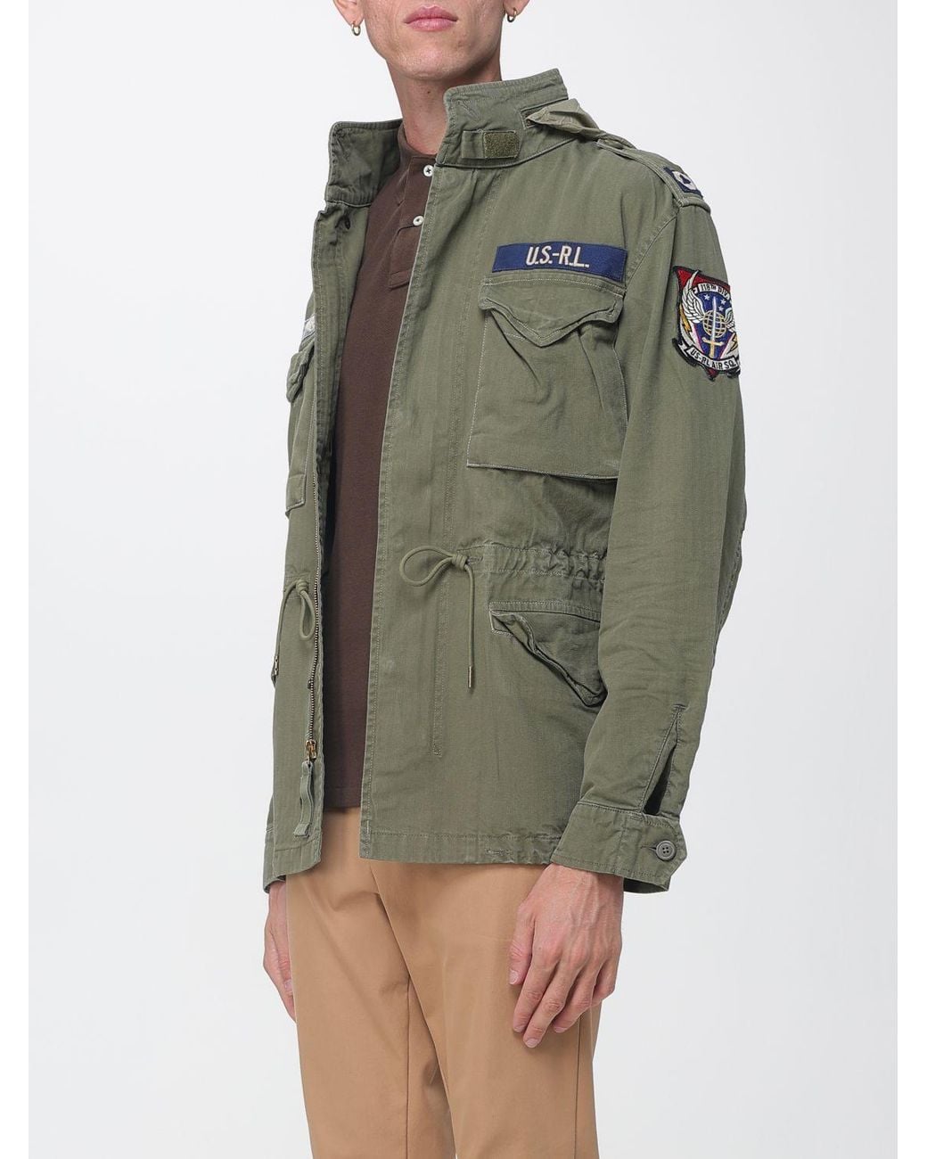 Polo Ralph Lauren Green Cotton Military Utility Jacket With Drawstring for men