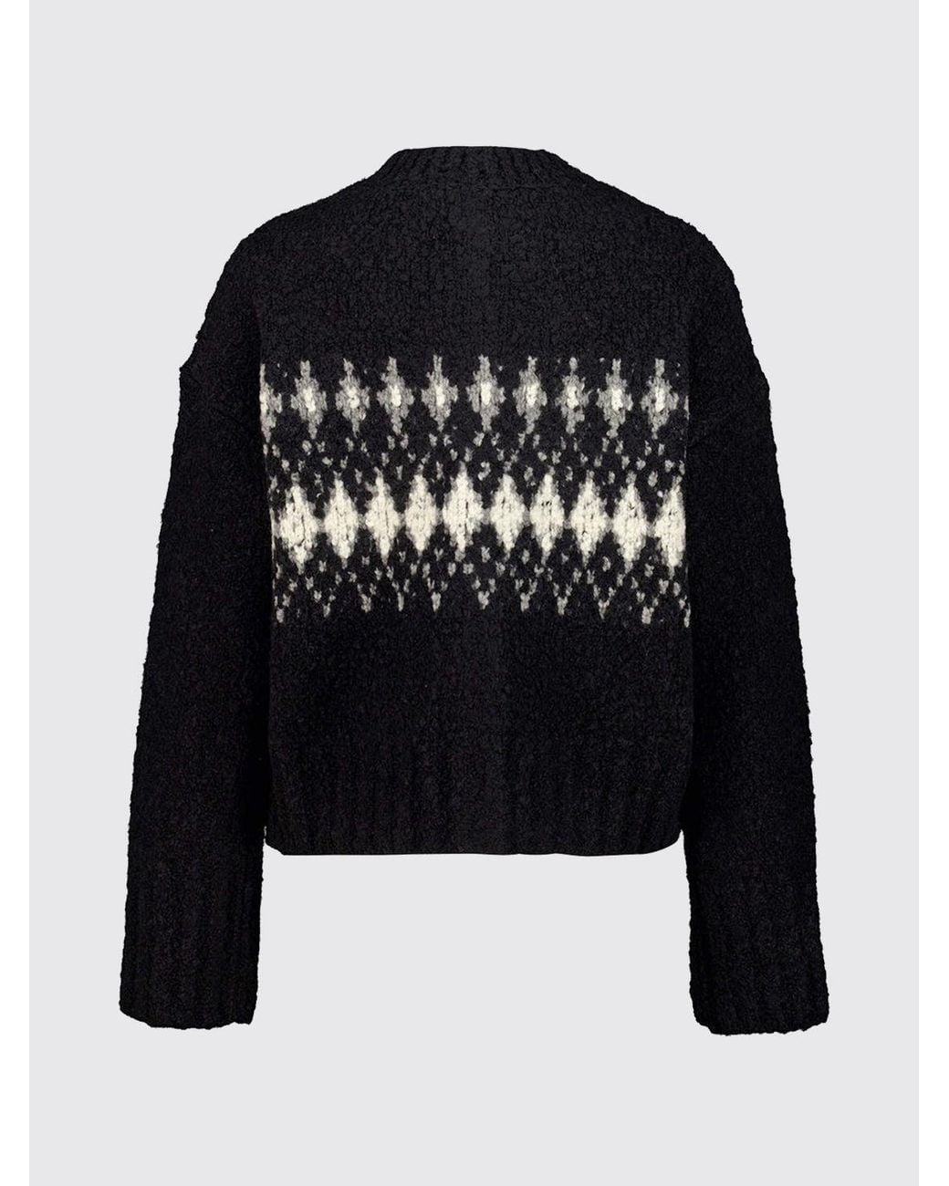 Altuzarra Black Wool Crewneck Cardigan With Abstract Jacquard Pattern