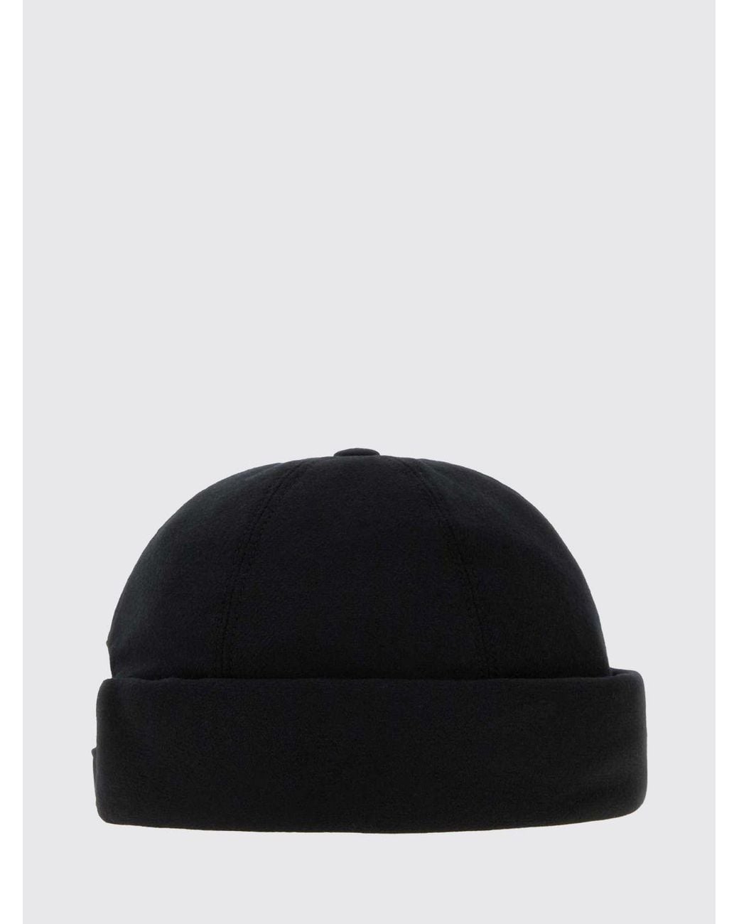 Giorgio Armani Black Cotton-Blend Beanie Hat With Cuffed Brim for men