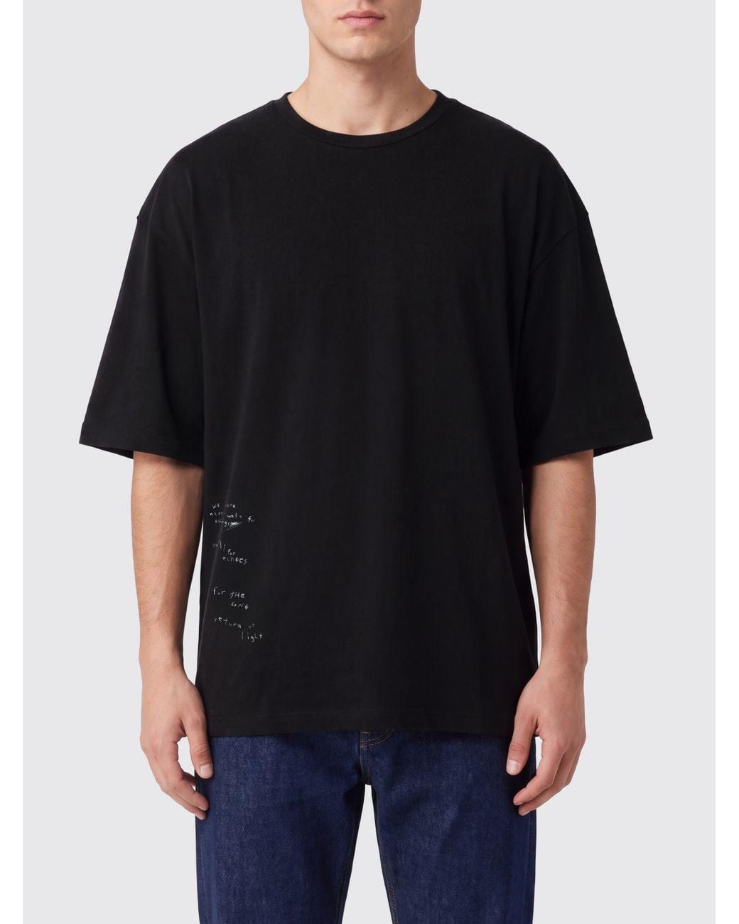 Ann Demeulemeester Black Relaxed Fit Cotton T-Shirt With Graphic Print for men