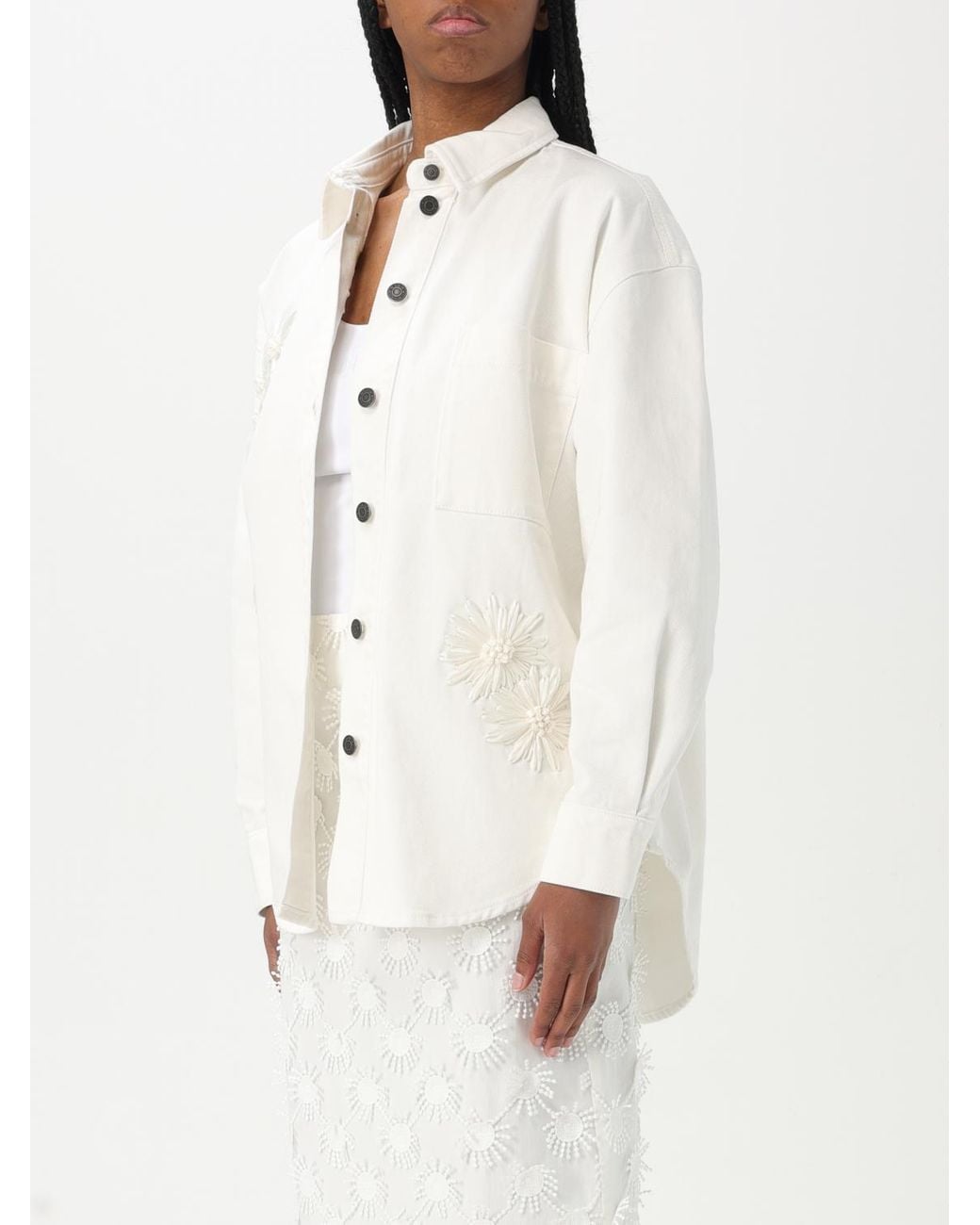 MSGM White Cotton Shirt With Embroidery