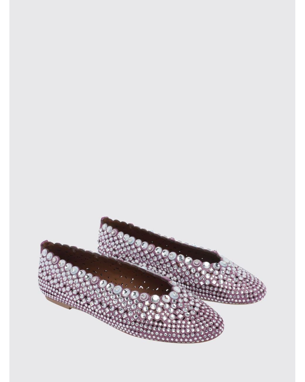 Kurt Geiger Purple Crystal-Embroidered Leather Ballet Flats