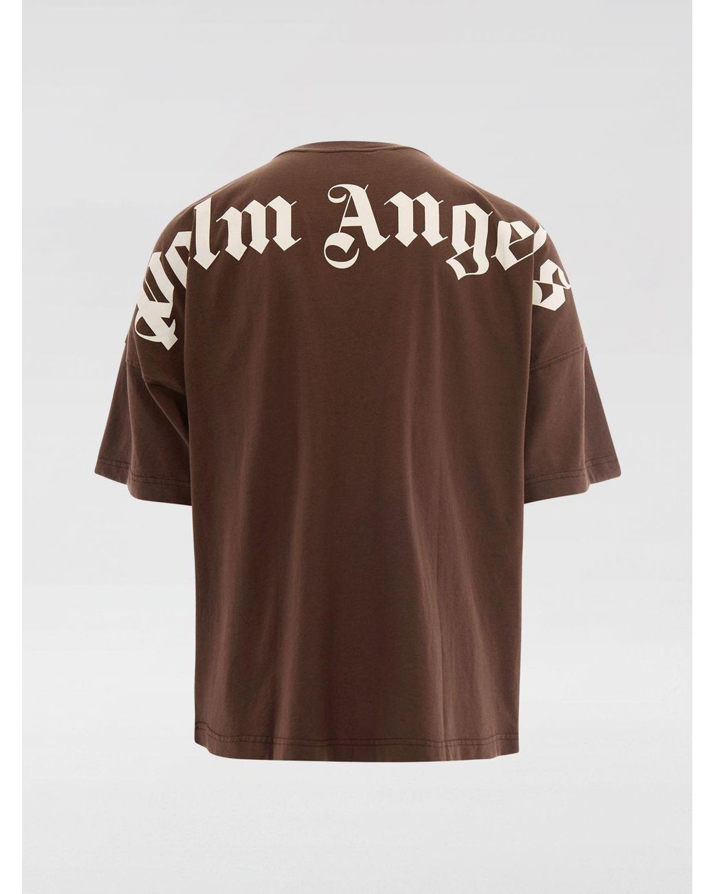 Palm Angels Brown Cotton T-Shirt With Logo for men