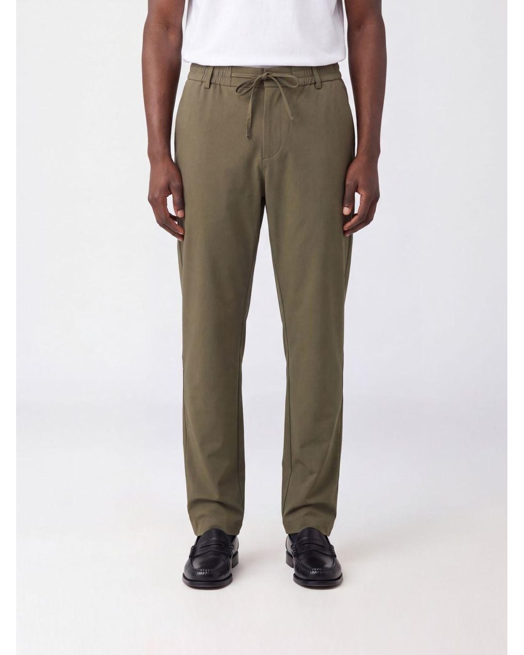Boss Natural Slim Fit Technical Gabardine Trousers With Drawstring Waist for men