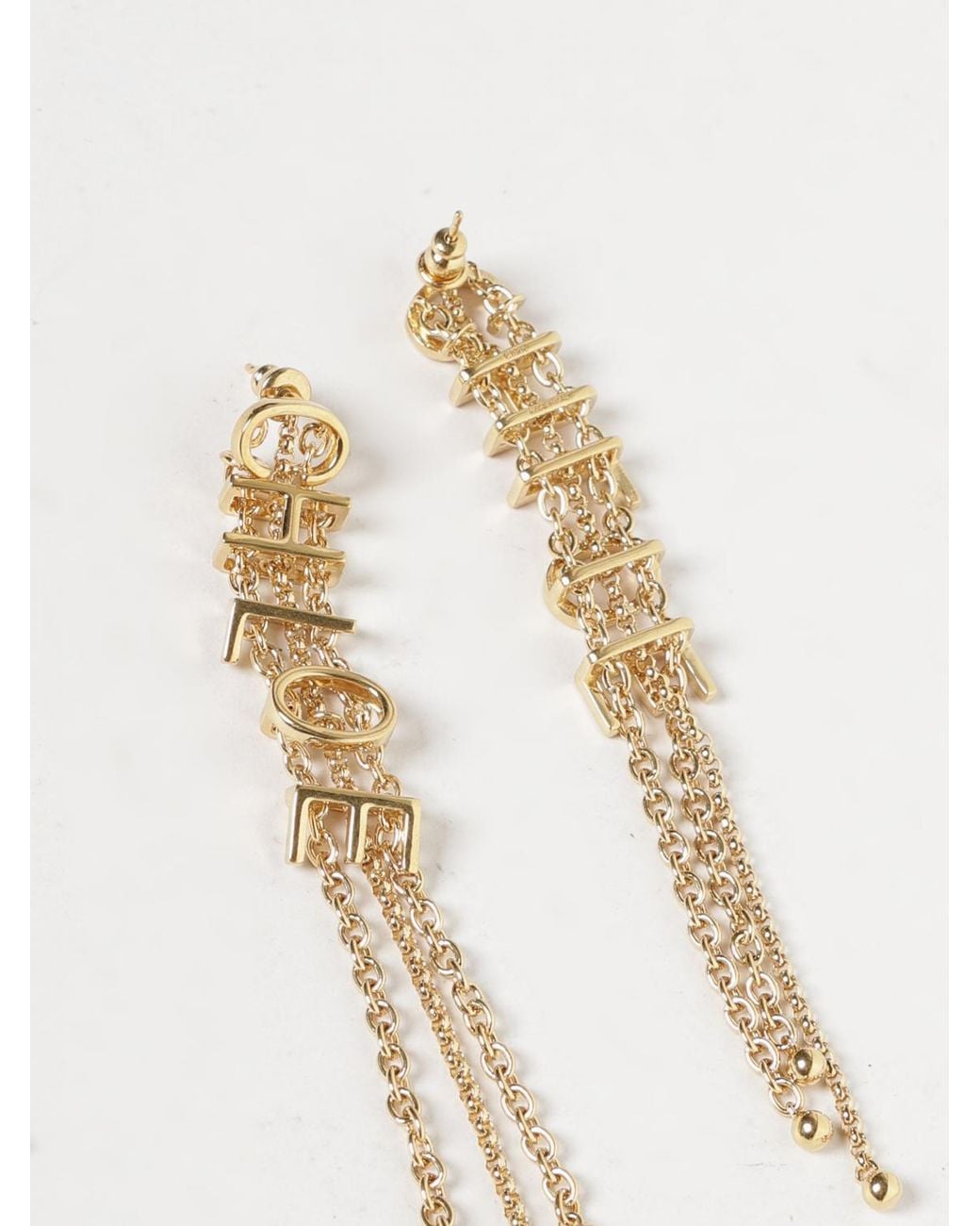 Chloé White Chlo&Eacute -Finish Brass Pendant Earrings With Lettering Logo