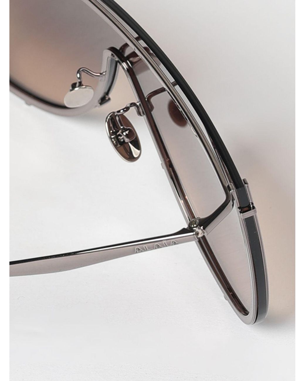 Alaïa Natural Rounded Metal-Frame Sunglasses With Coloured Lenses