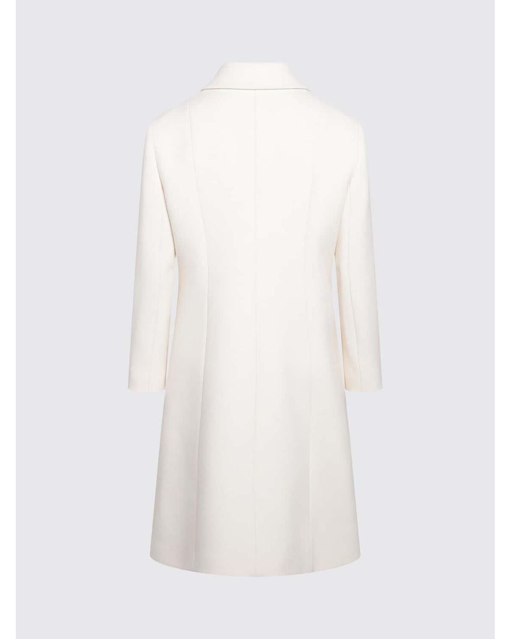 Abrigo De Botonadura Sencilla Hasta La Rodilla En Pura Lana Con Botones Gucci de color White