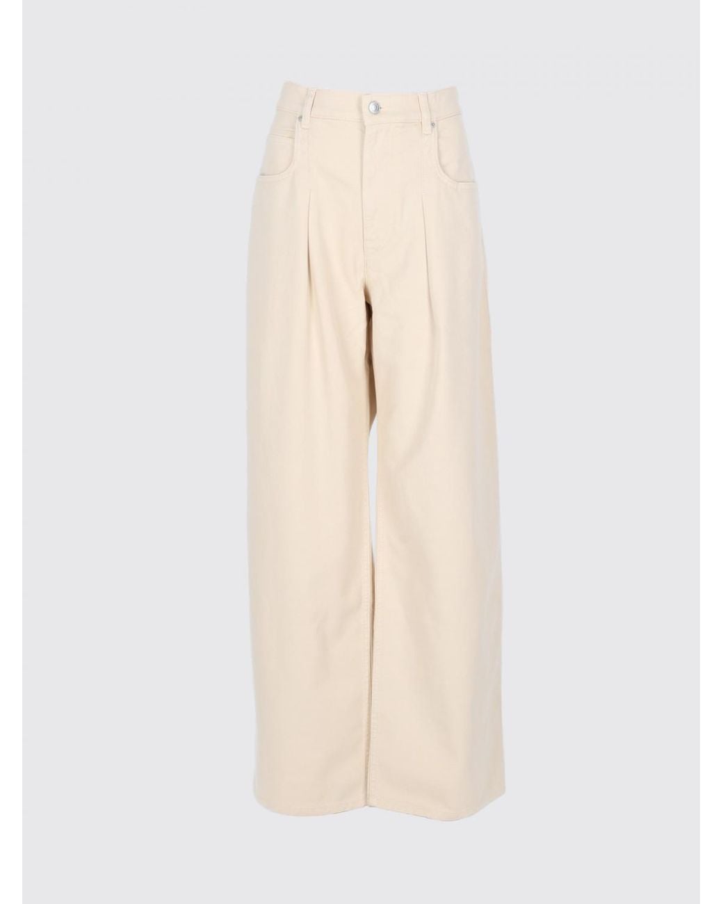 Isabel Marant Natural Rodayna High-Waisted Wide-Leg Jeans