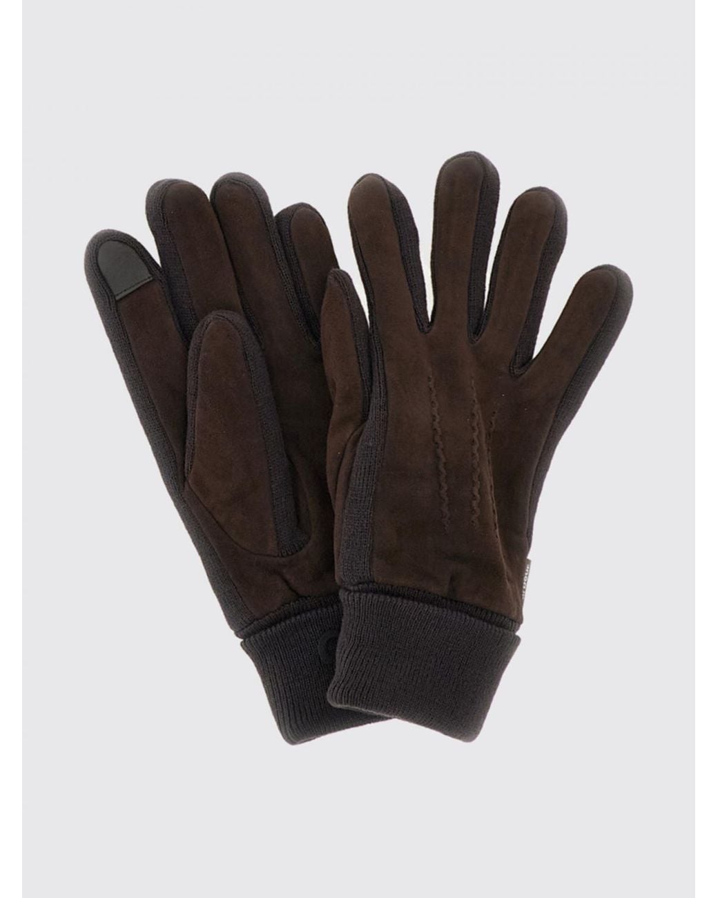 Barbour Black Classic Suede Leather Gloves With Ribbed Cuffs for men