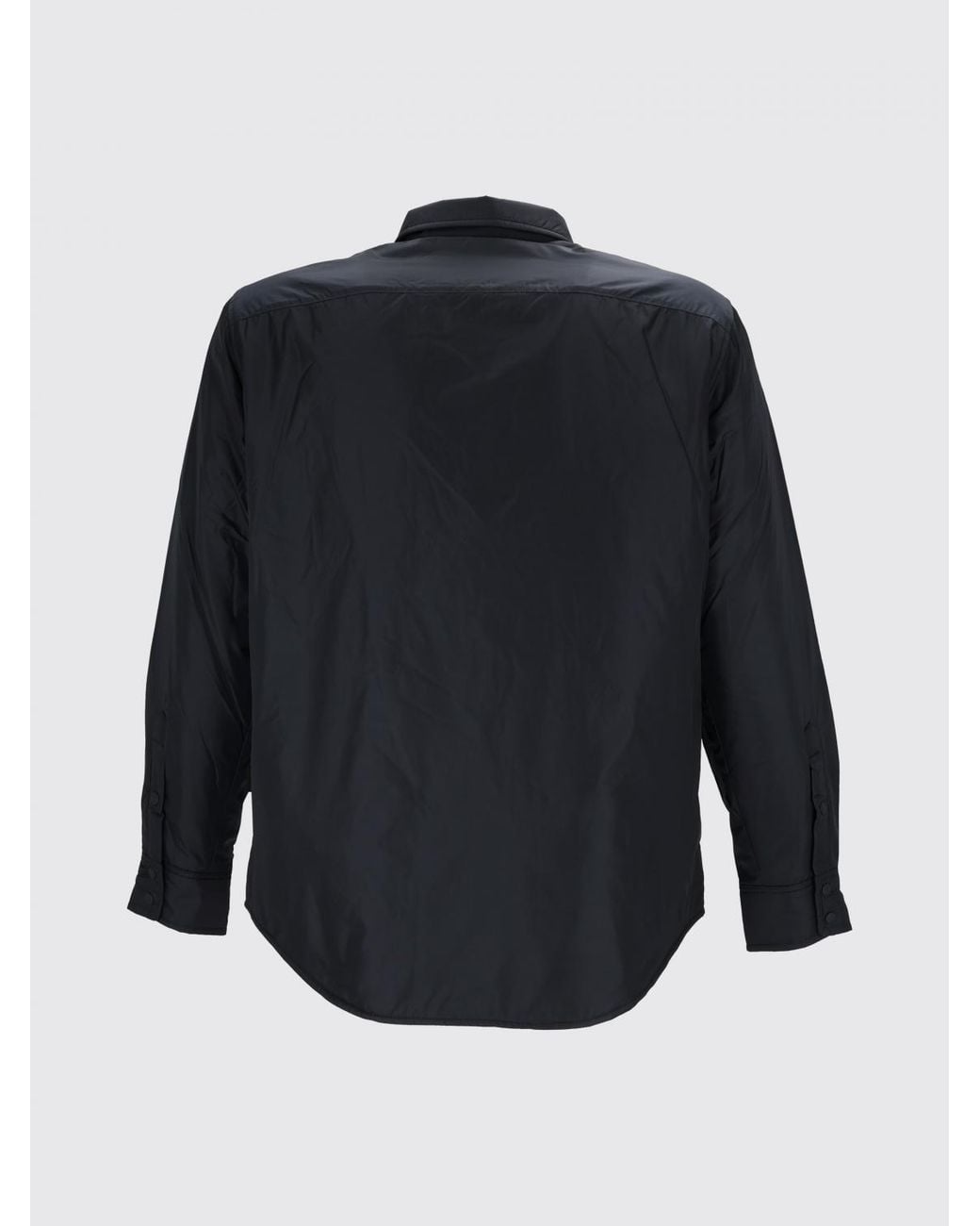Aspesi Blue Padded Tech Fabric Shirt Jacket With Flap Patch Pockets for men