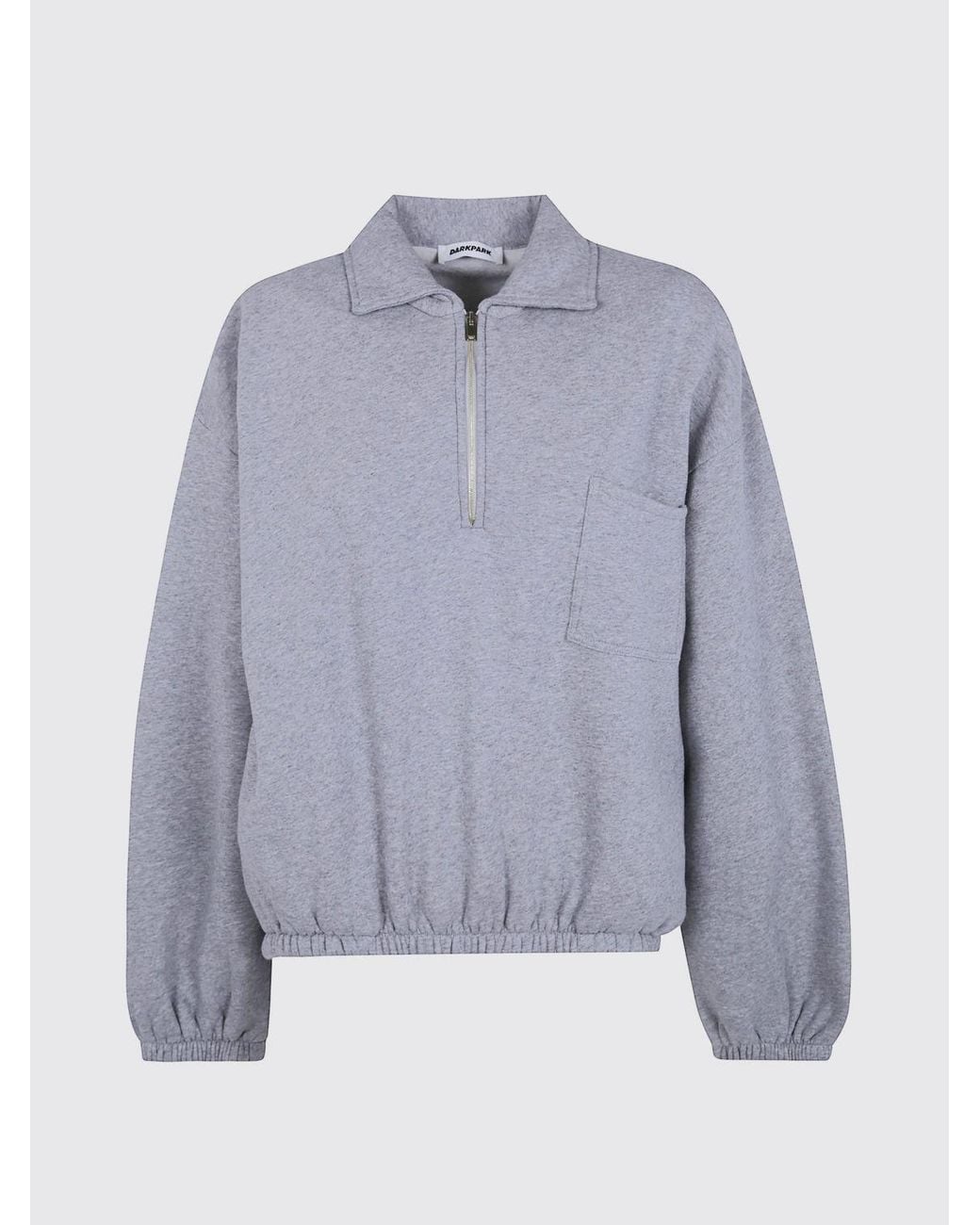 DARKPARK Gray Relaxed Fit Cotton Polo Sweatshirt With Zip And Dropped Shoulders