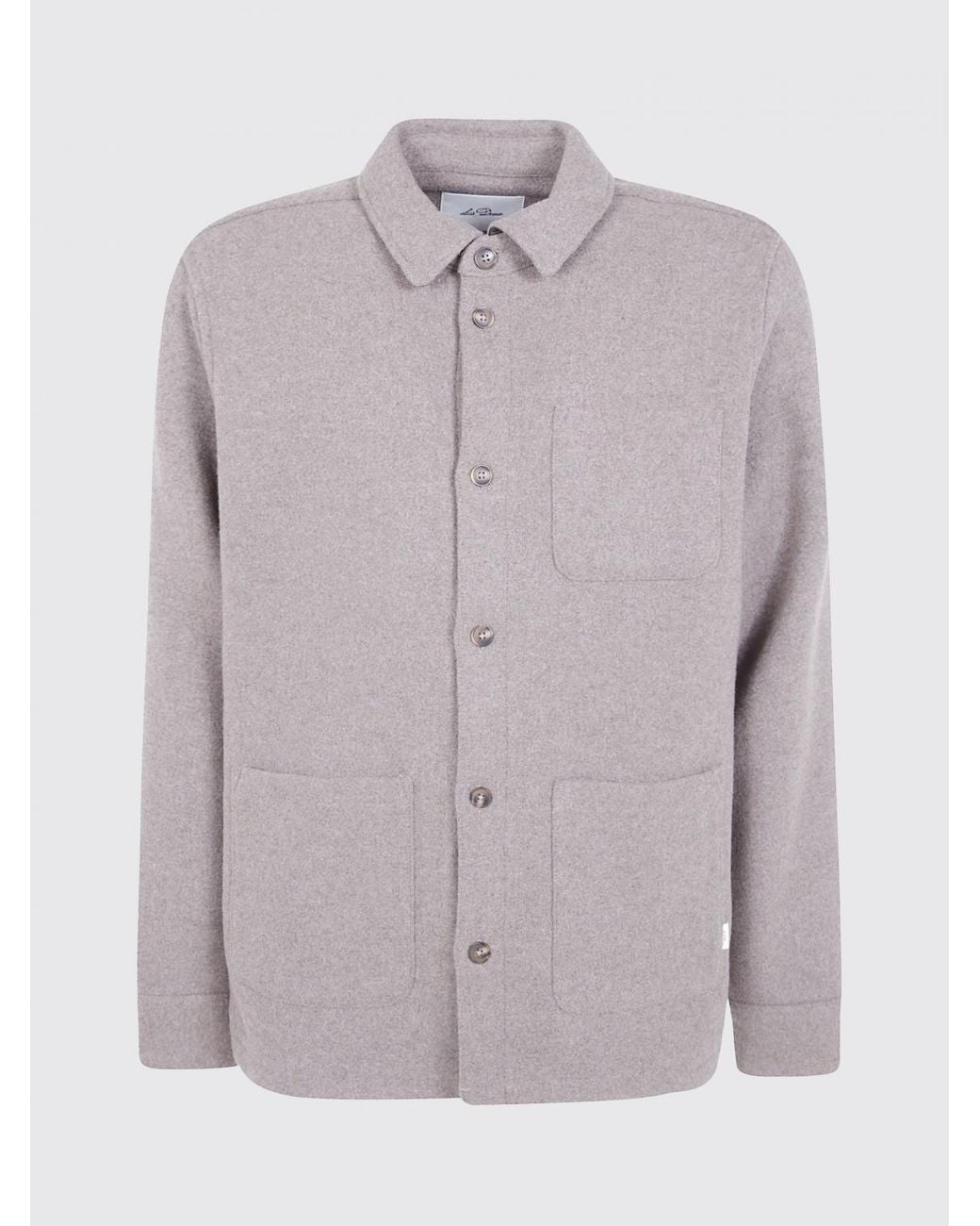 Les Deux Gray Recycled Wool Blend Shirt Jacket With Patch Pockets for men