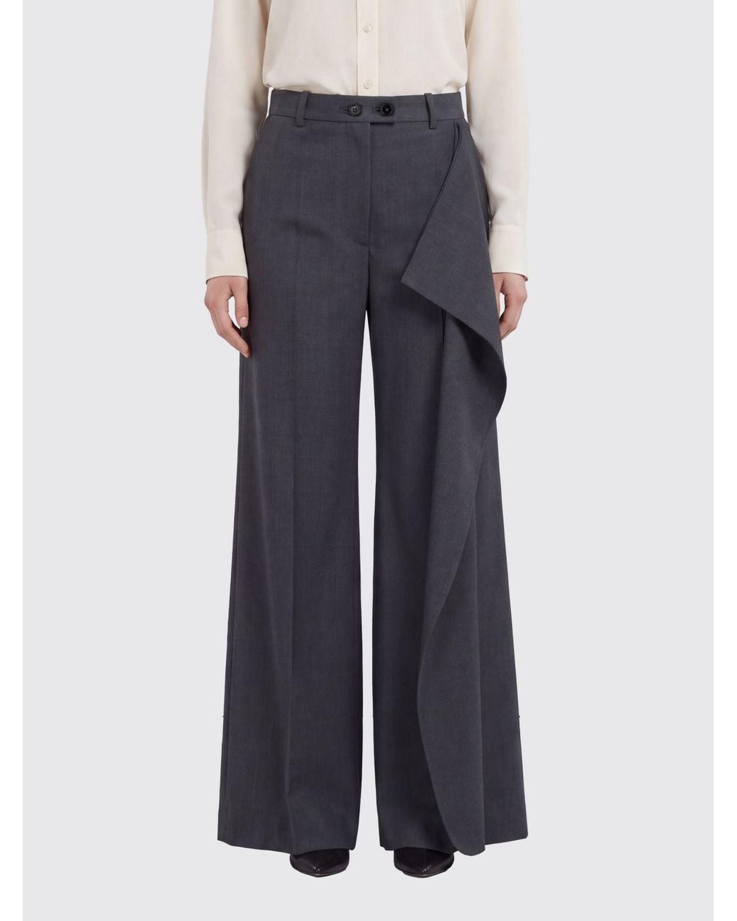 Jil Sander Blue High-Waisted Virgin Wool And Mohair Palazzo Trousers