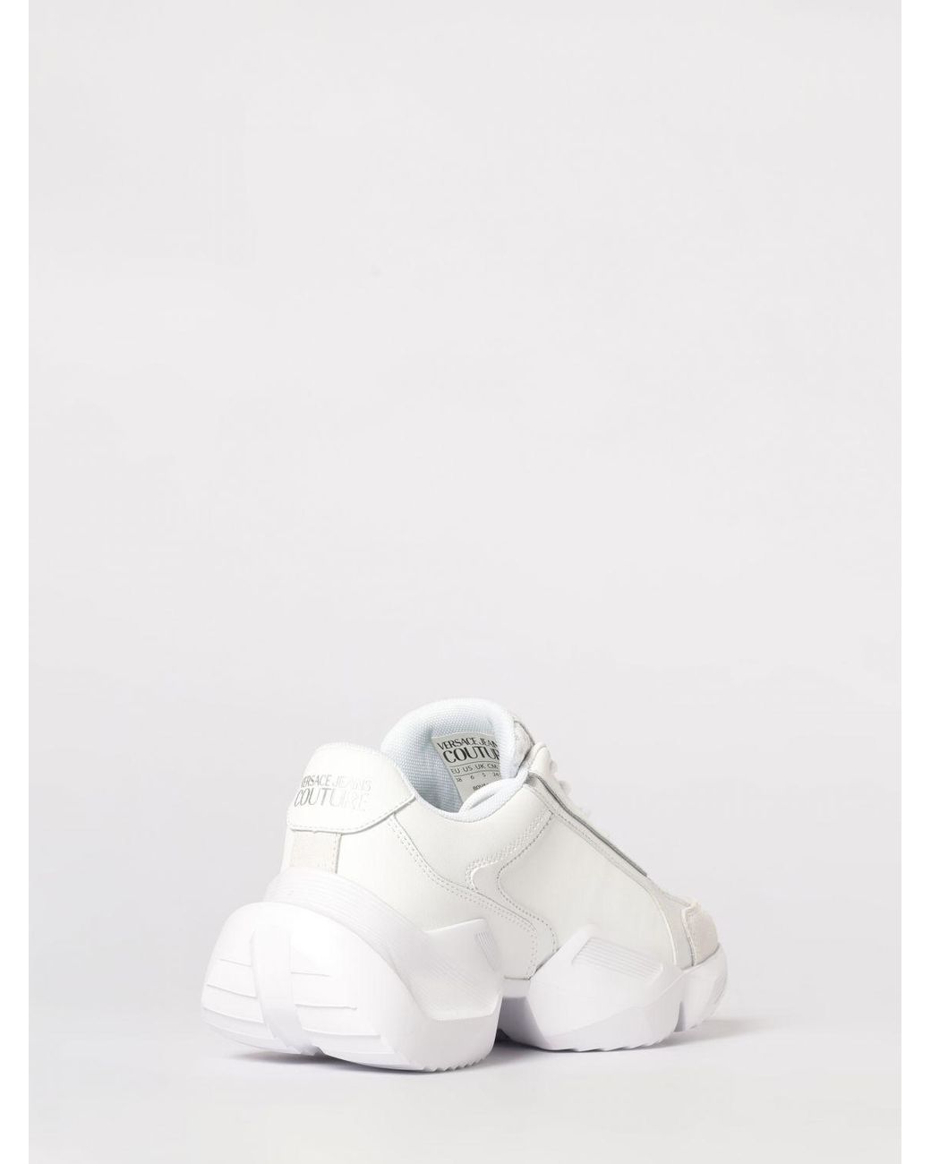 Versace Jeans Couture Natural Leather And Mesh Sneakers