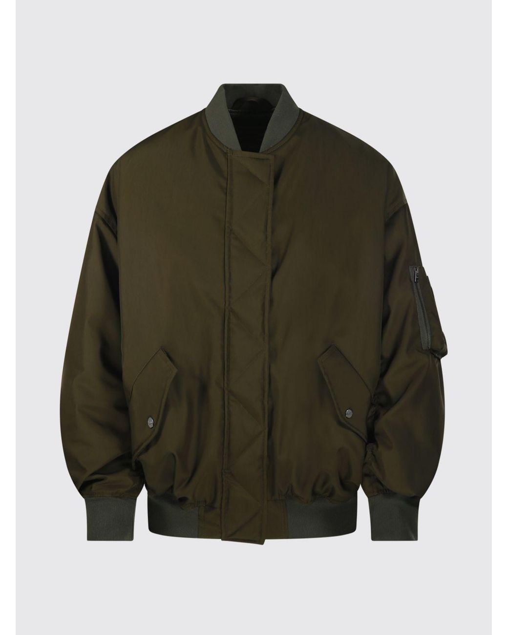Herno Brown Cropped Polyester Bomber Jacket With Dropped Shoulders And Elasticated Trim