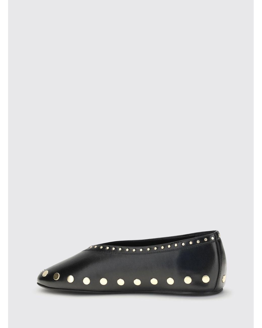 Ganni White Jenny Studded Polyurethane Blend Ballerina