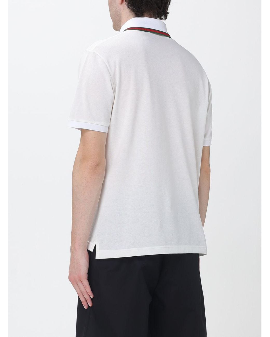 Gucci White Short-Sleeved Cotton Polo With Web Detail And Contrast Trim for men